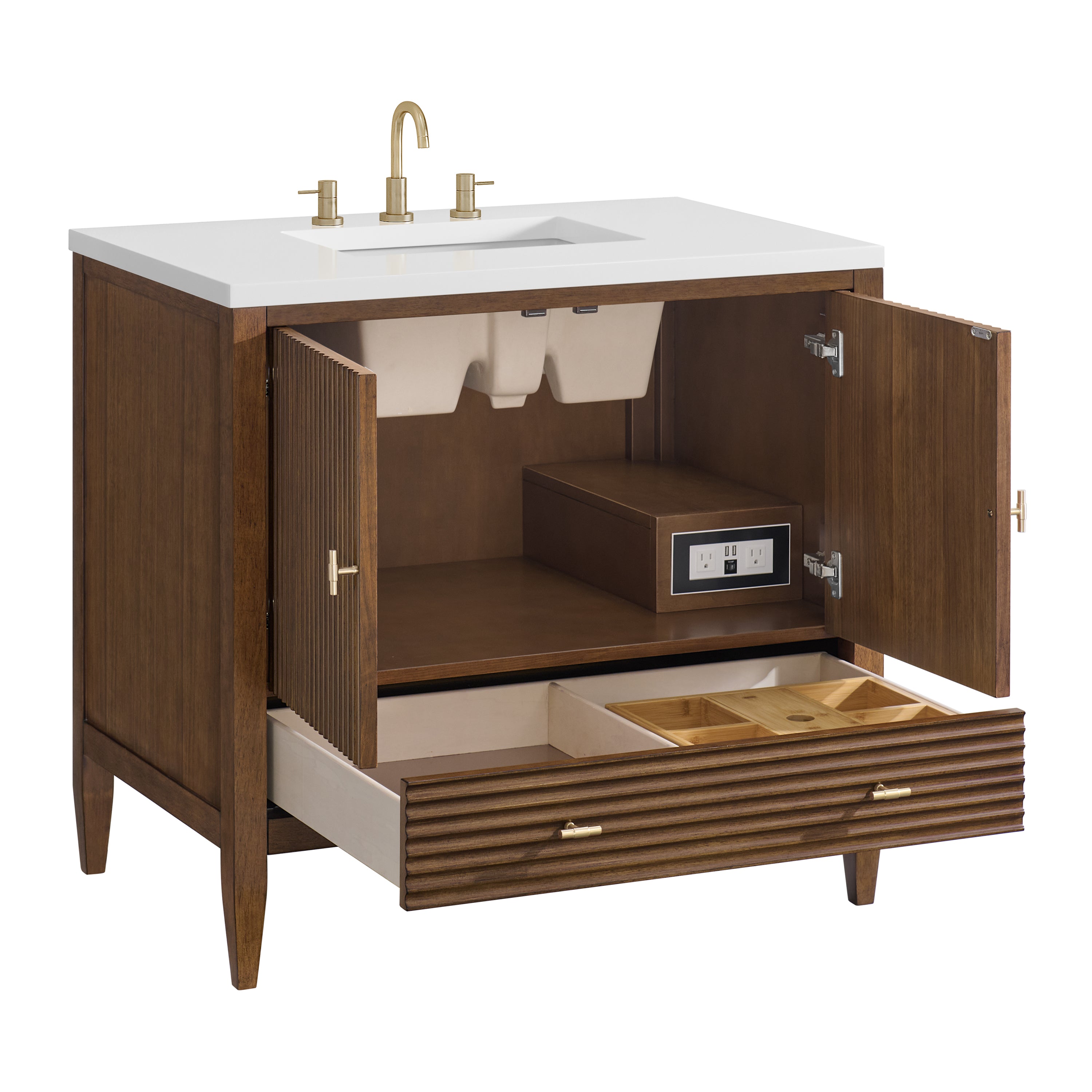 James Martin Myrrin 36" Vanity in Mid Century Walnut with 3cm Countertop