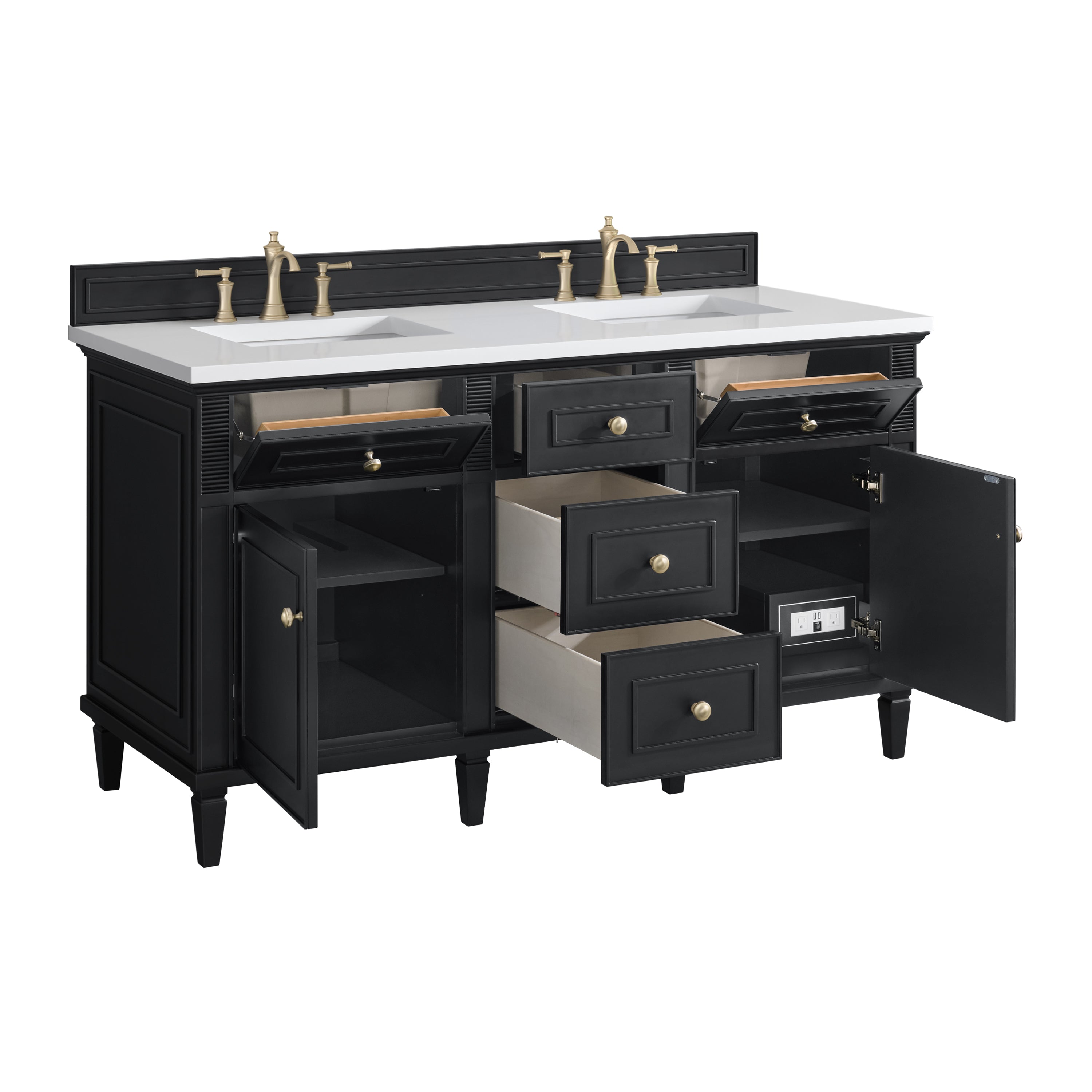 James Martin Lorelai 60" Double Vanity in Black Onyx with 3cm Countertop