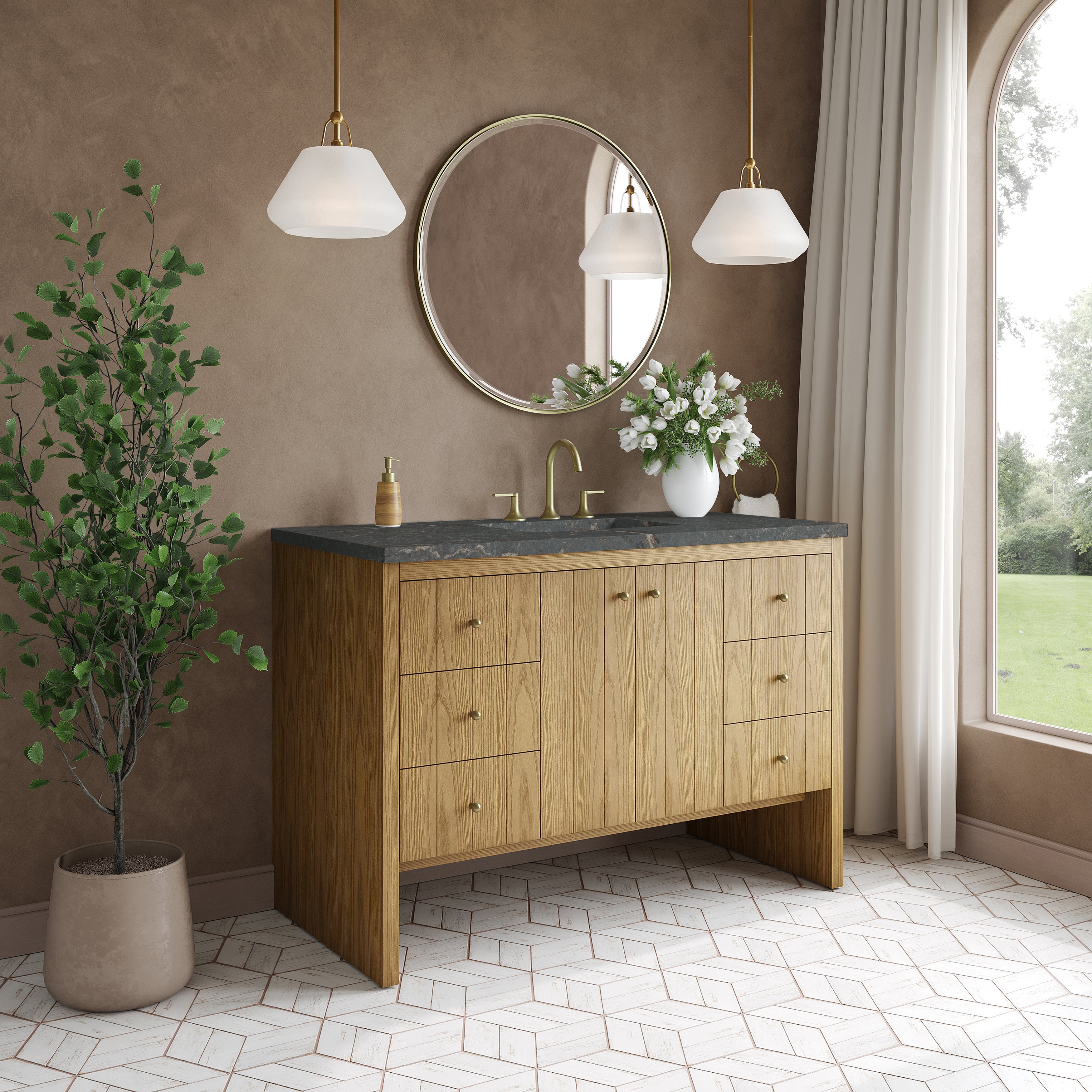 James Martin Hudson 48" Single Vanity in Light Natural Oak with 3cm Countertop