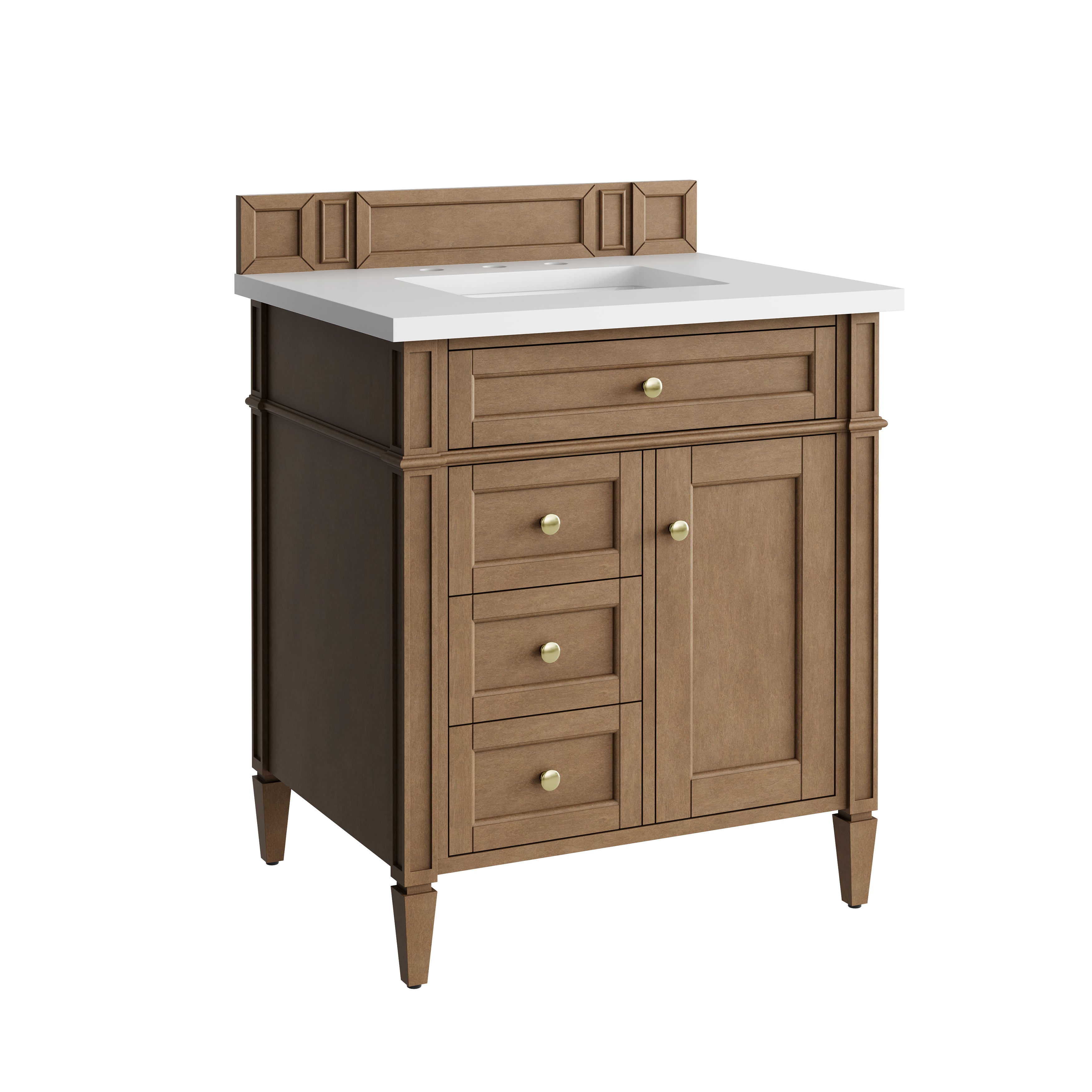 James Martin Brittany 30" Single Vanity in Pecan with 3cm Countertop