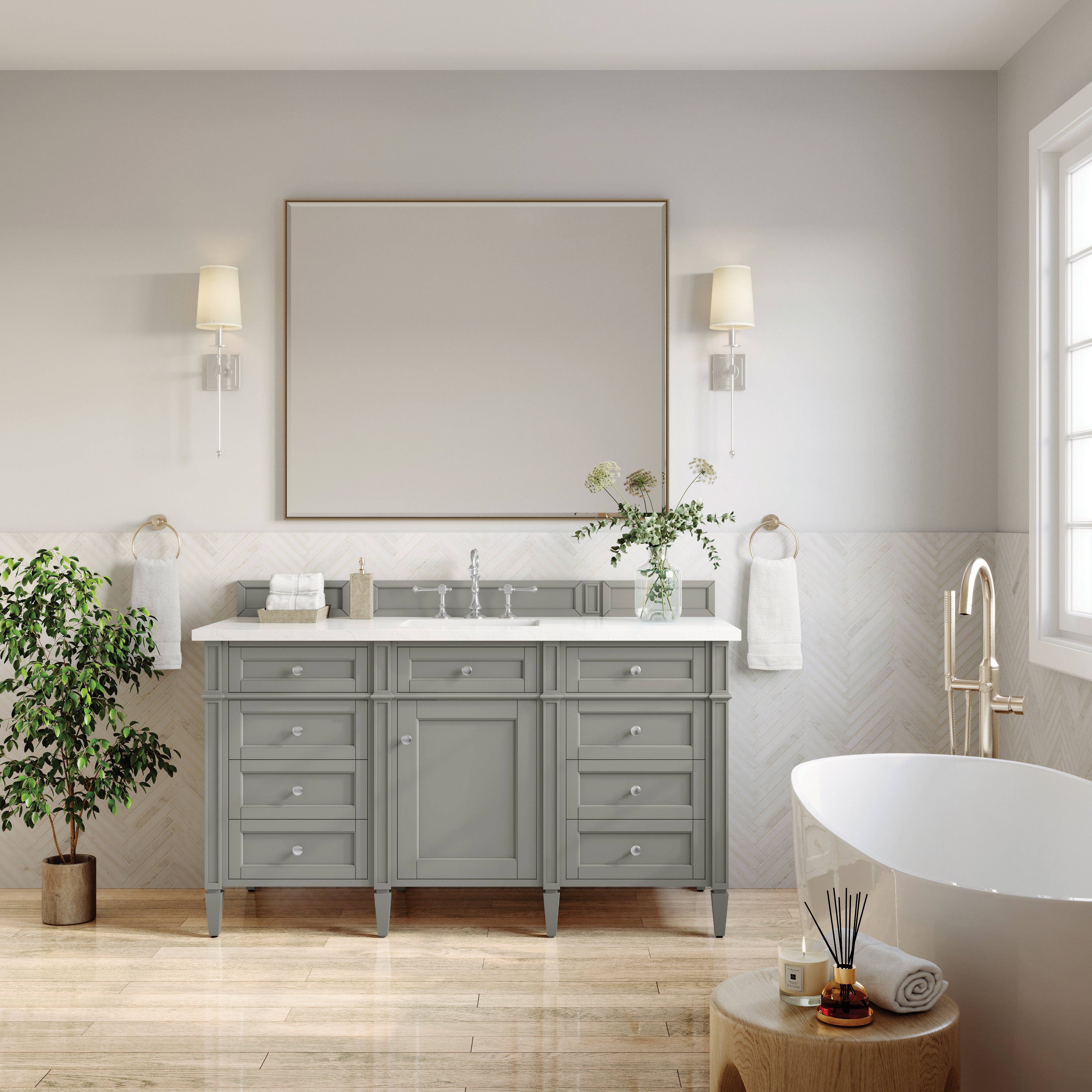 James Martin Brittany 60" Single Vanity in Urban Gray with 3cm Countertop