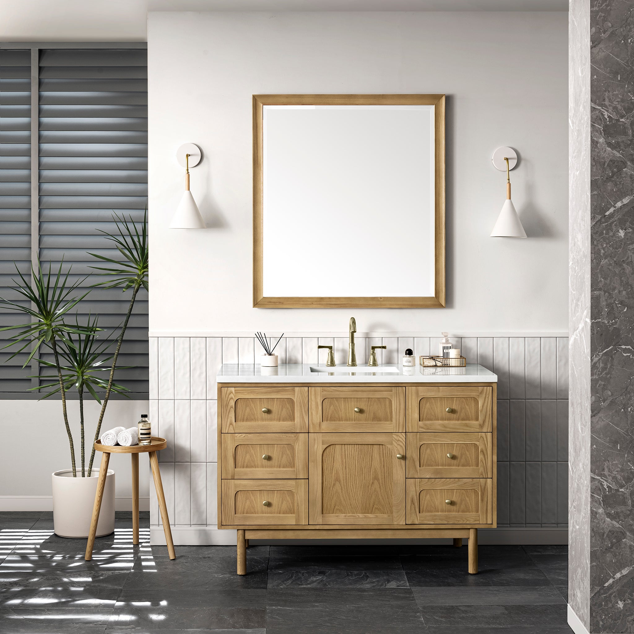 James Martin Laurent 48" Single Vanity in Light Natural Oak with 3cm Countertop