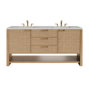 James Martin Solene 72" Double Vanity in Seaside Oak with 3cm Countertop and FreePower Wireless Charger