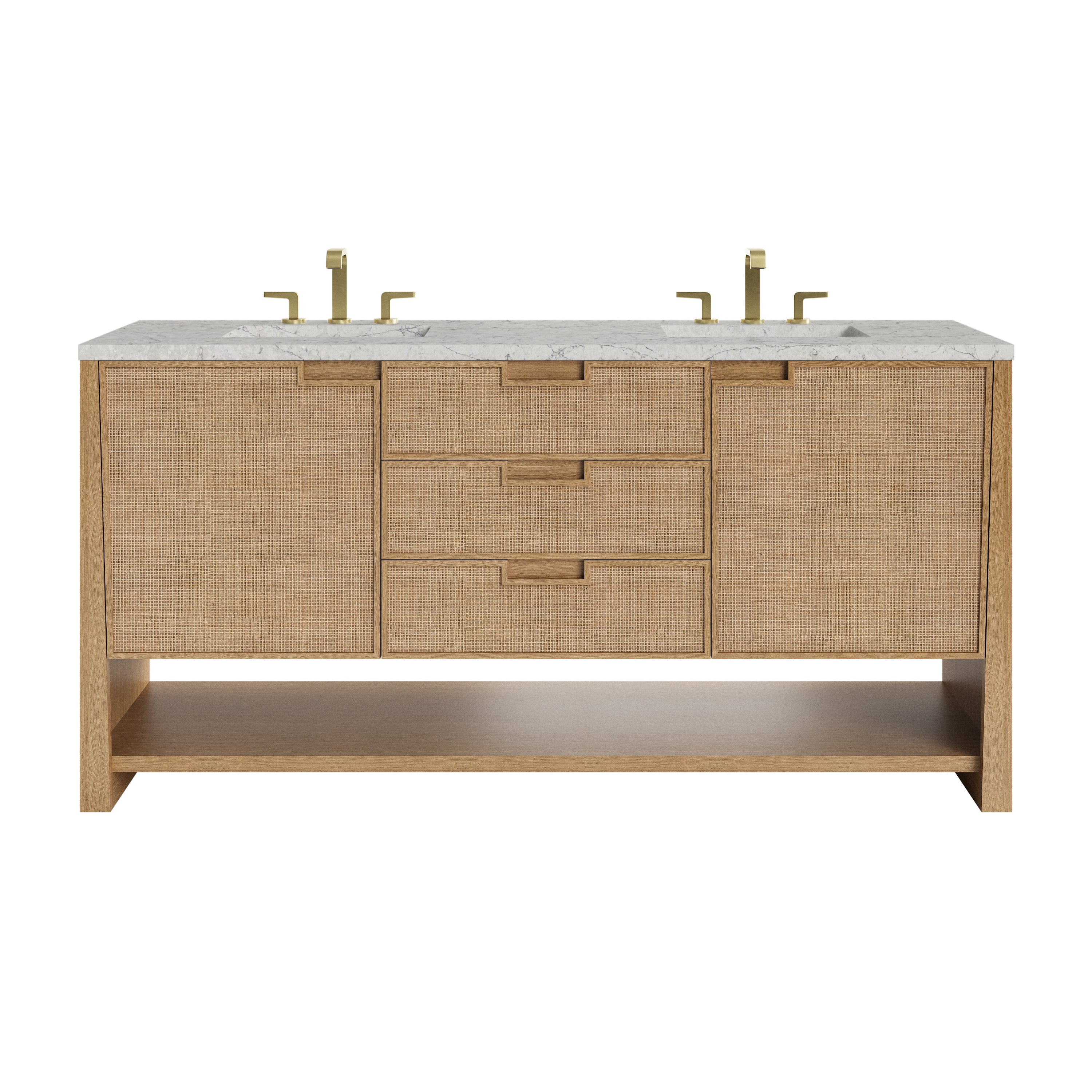 James Martin Solene 72" Double Vanity in Seaside Oak with 3cm Countertop and FreePower Wireless Charger