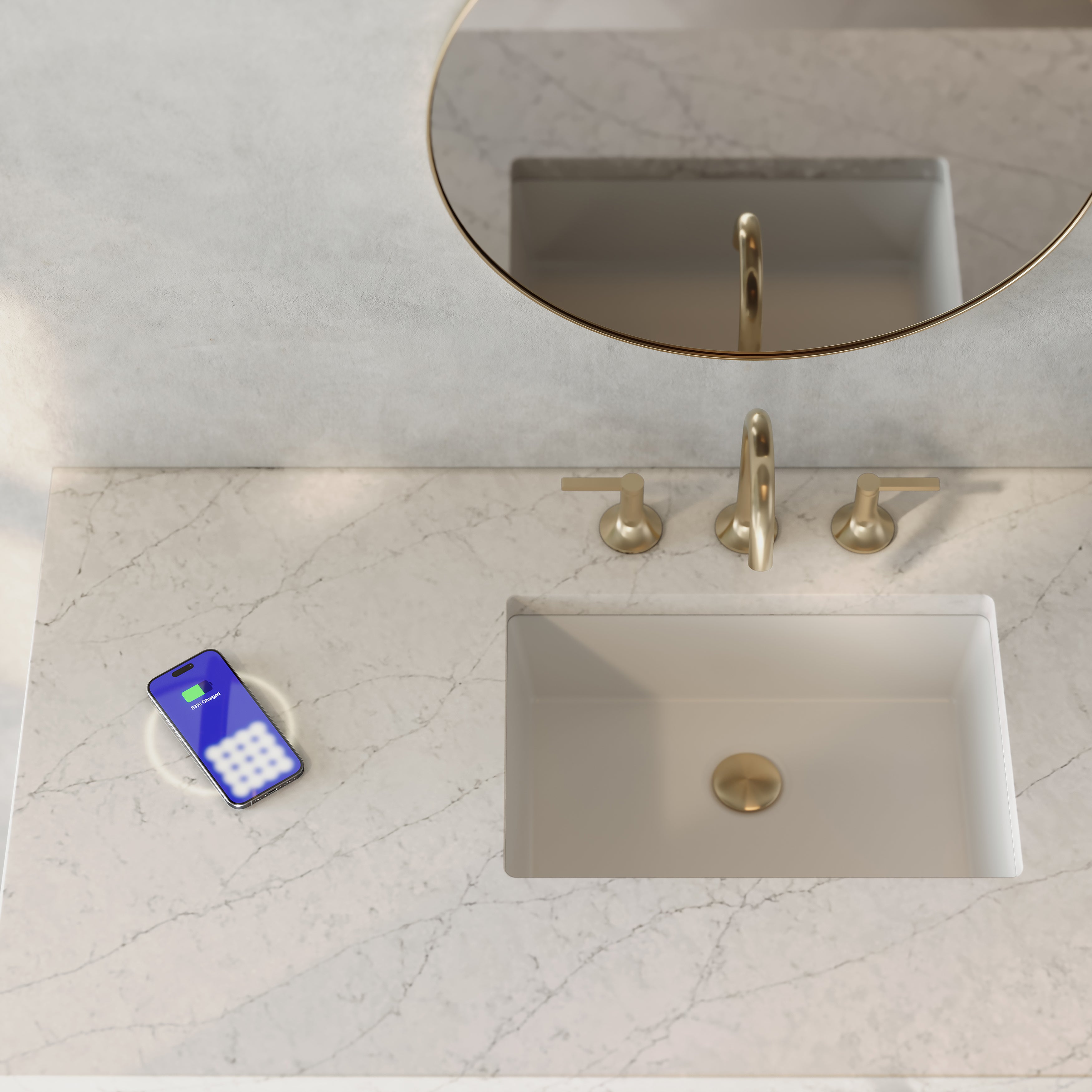 James Martin Amberly 48" Single Vanity in Mid-Century Walnut with 3cm Countertop and FreePower Wireless Charger