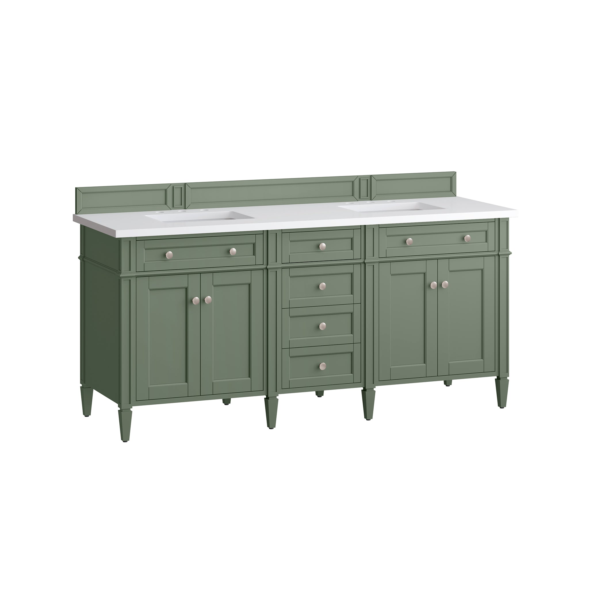 James Martin Brittany 72" Double Vanity in Smokey Celadon with 3cm Countertop