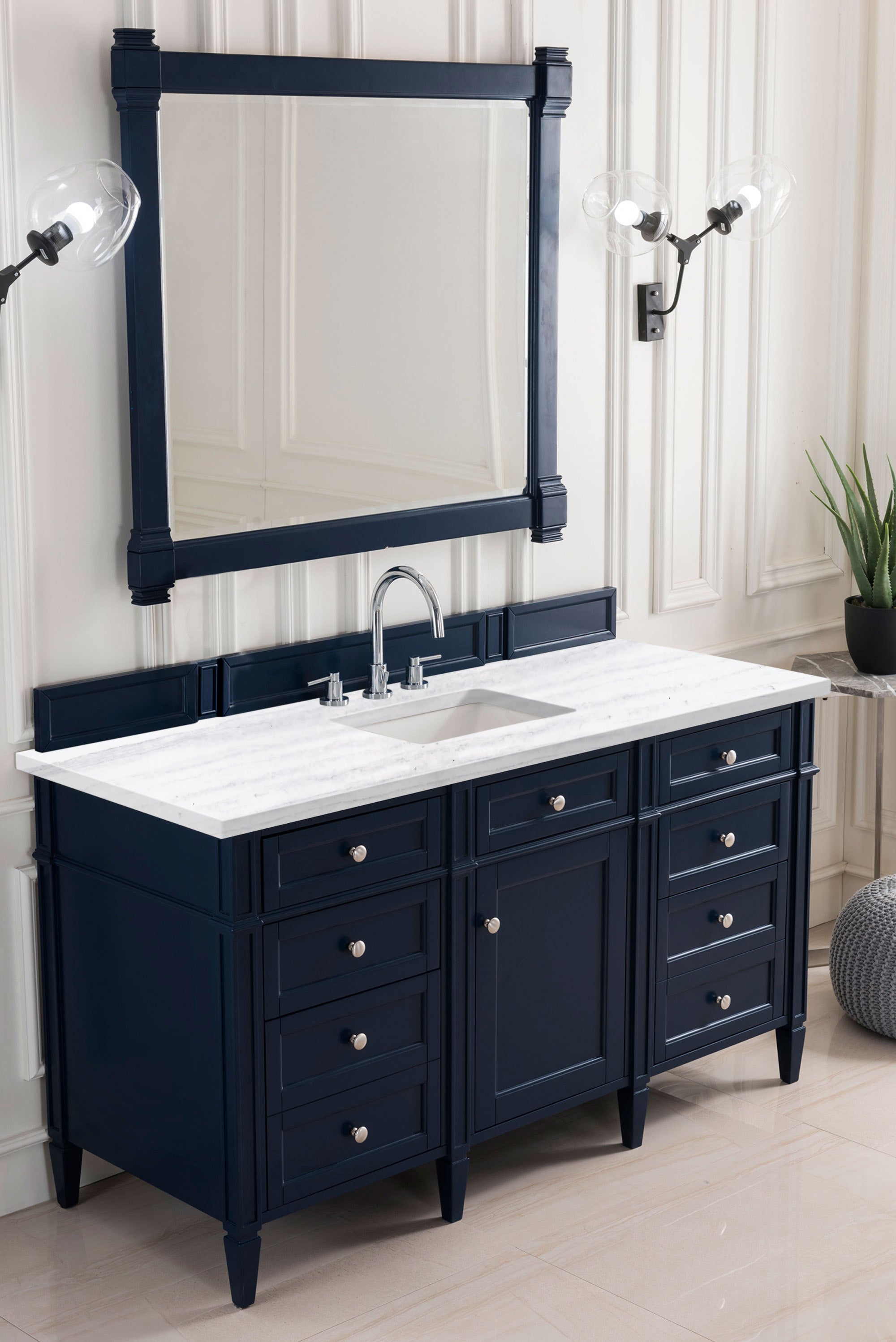 James Martin Brittany 60" Single Vanity in Victory Bleu with 3cm Countertop