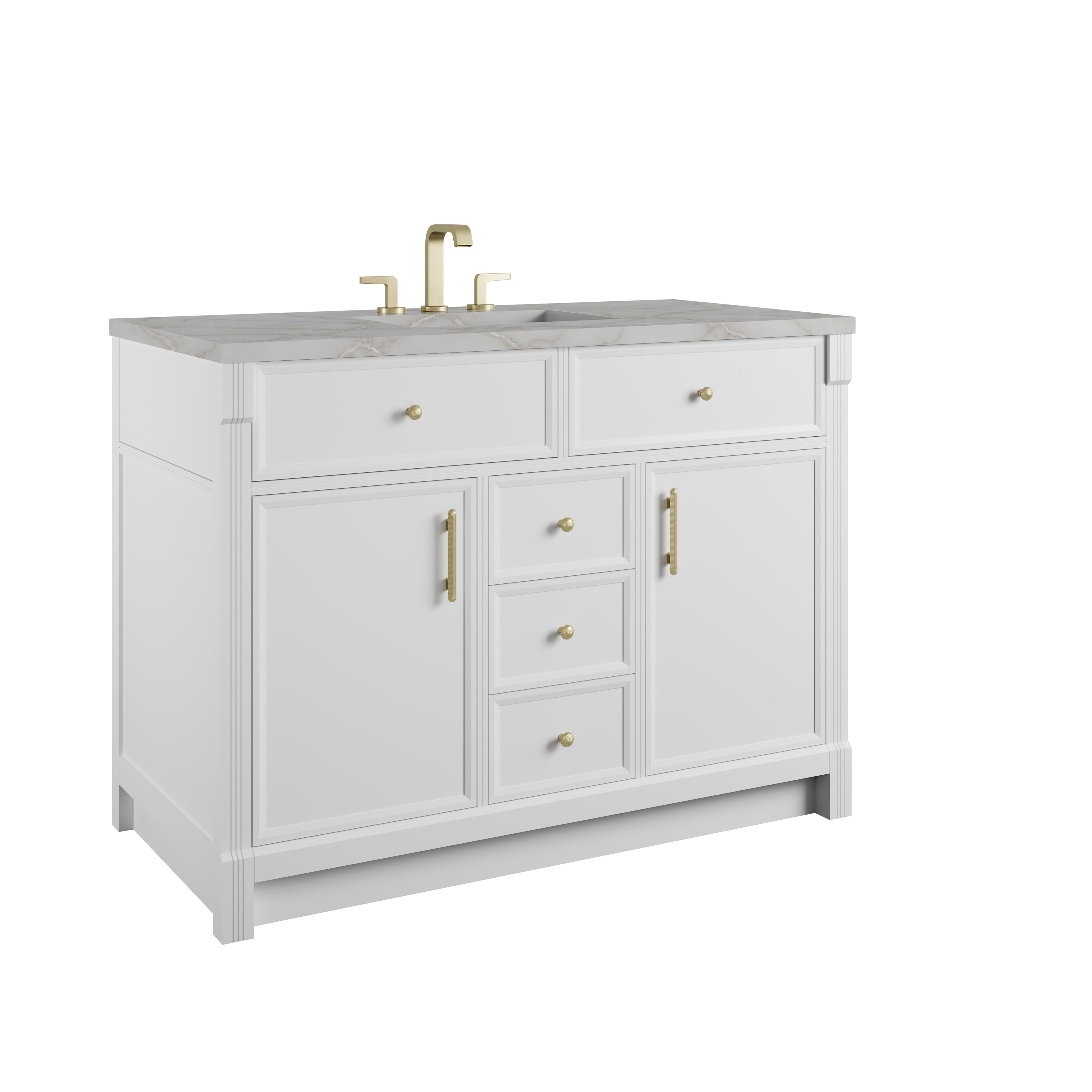 James Martin Bellshire 48" Single Vanity in Bright White with 3cm Countertop
