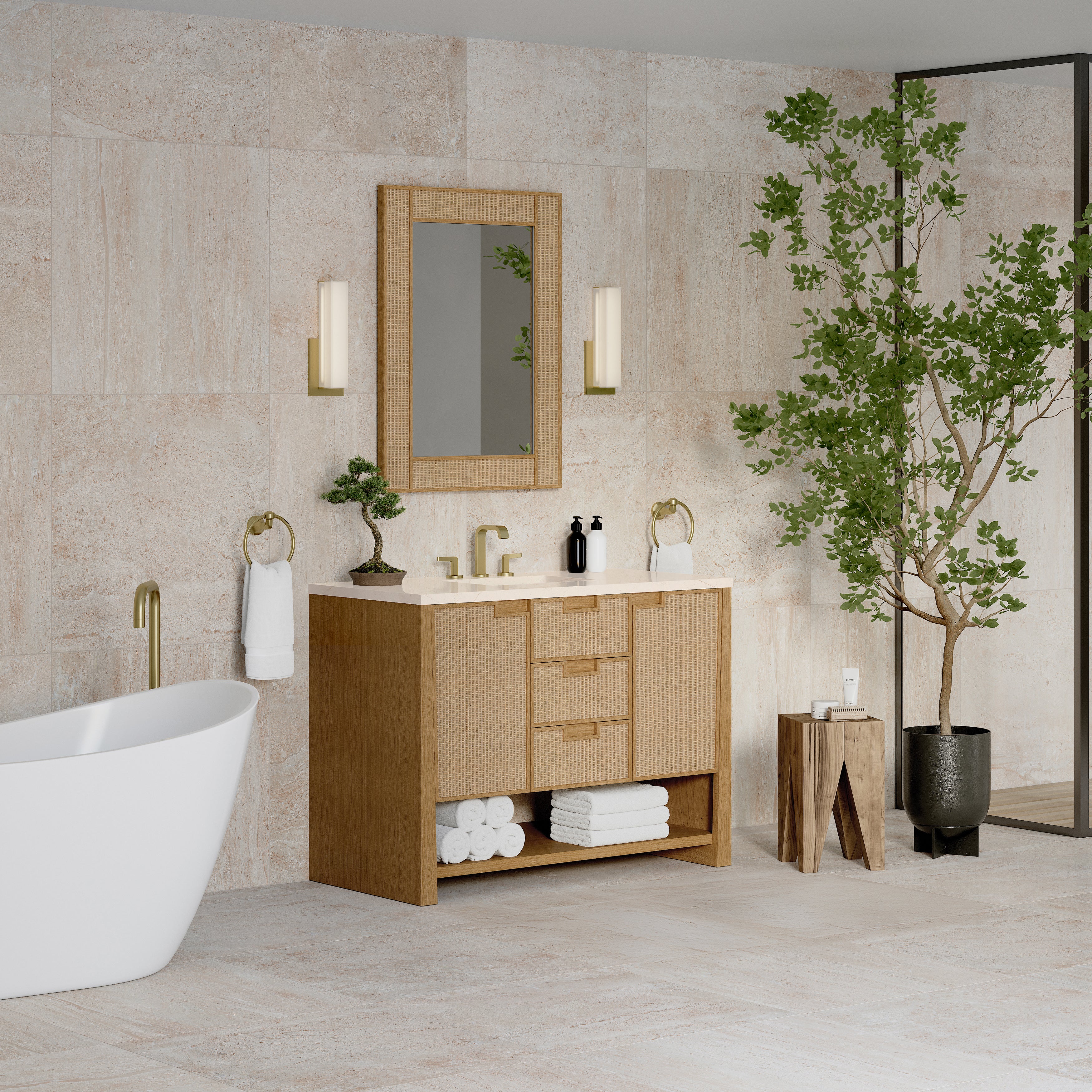 James Martin Solene 48" Single Vanity in Seaside Oak with 3cm Countertop