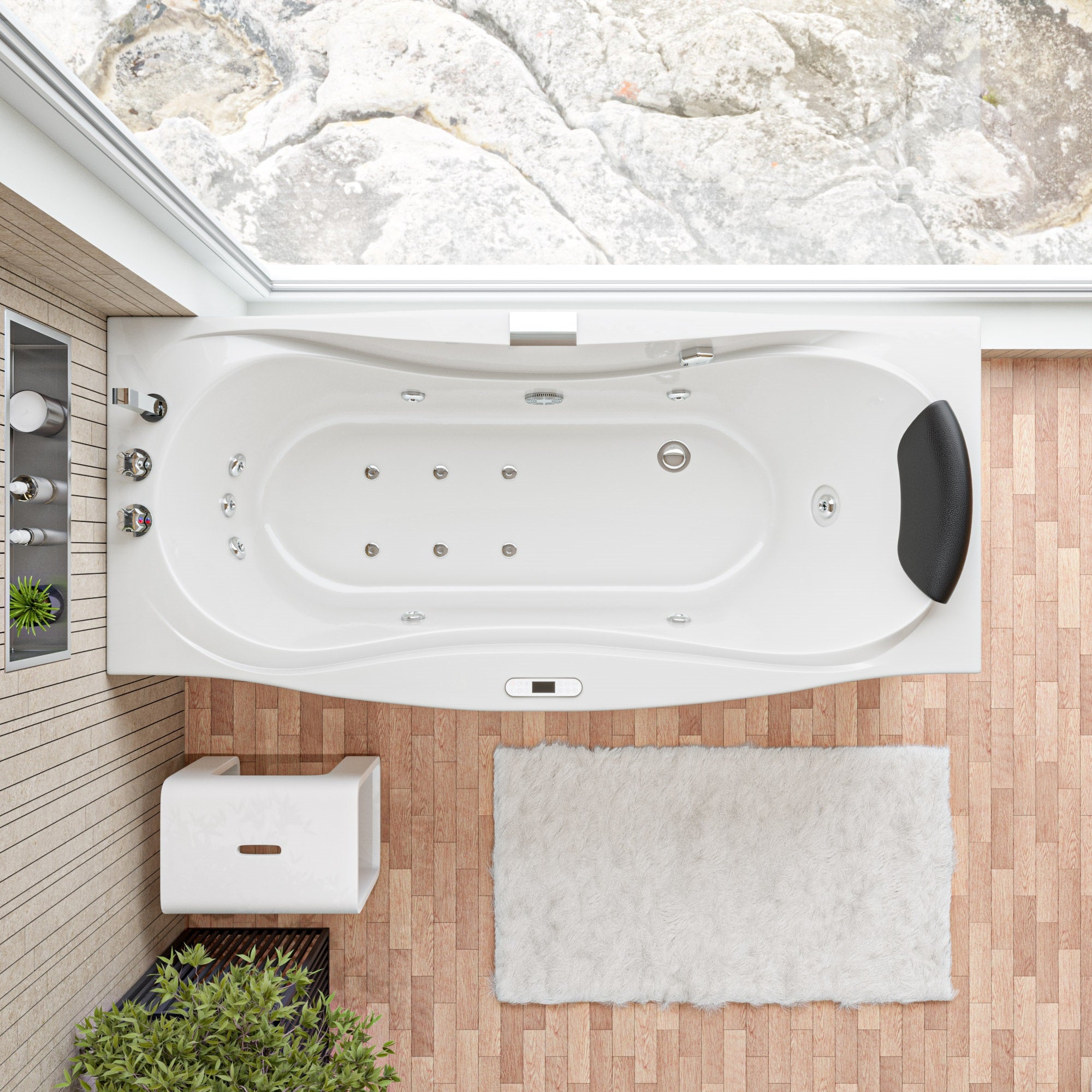 EAGO AM189ETL-L 6′ Acrylic Whirlpool Bathtub with Waterfall & Fixtures