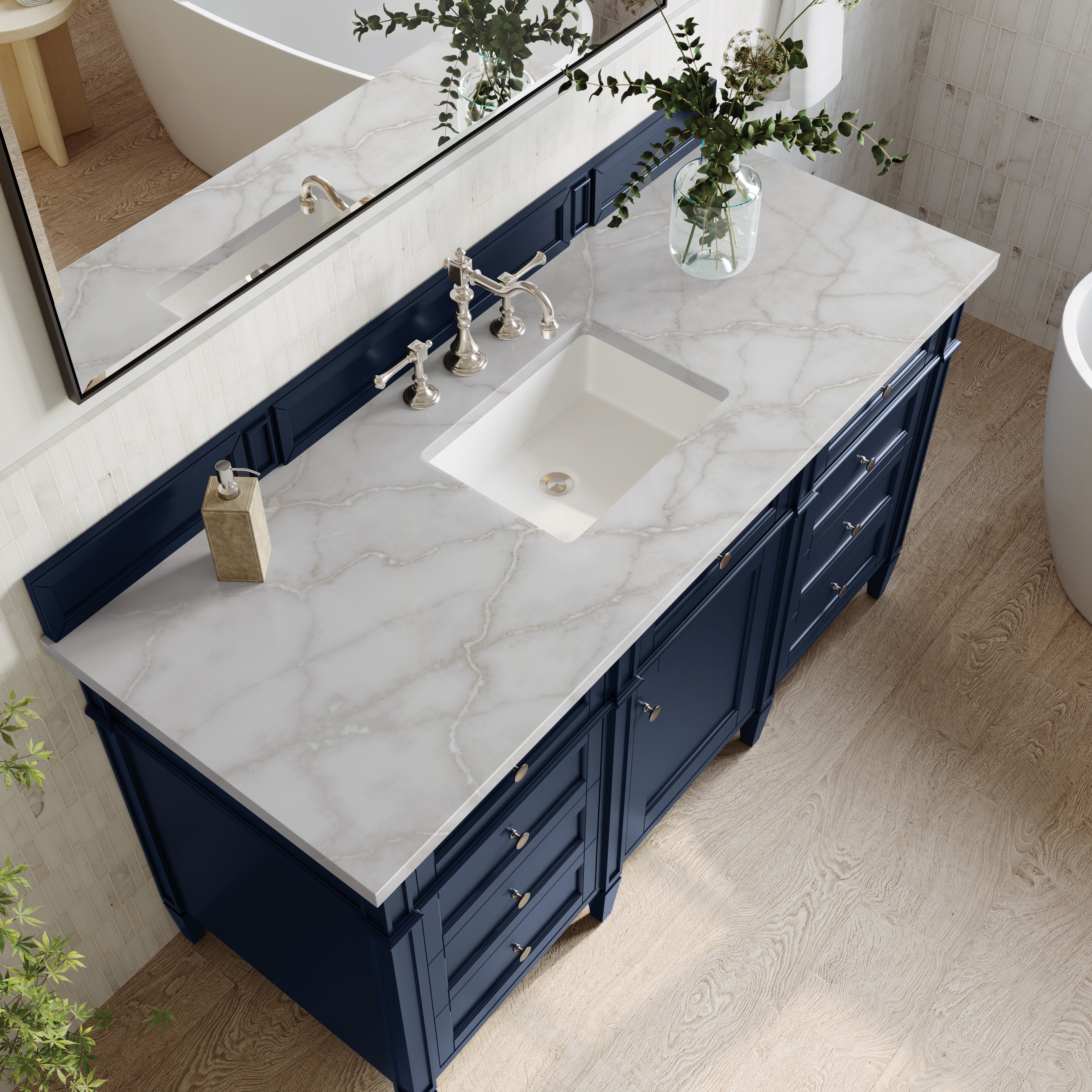 James Martin Brittany 60" Single Vanity in Victory Bleu with 3cm Countertop