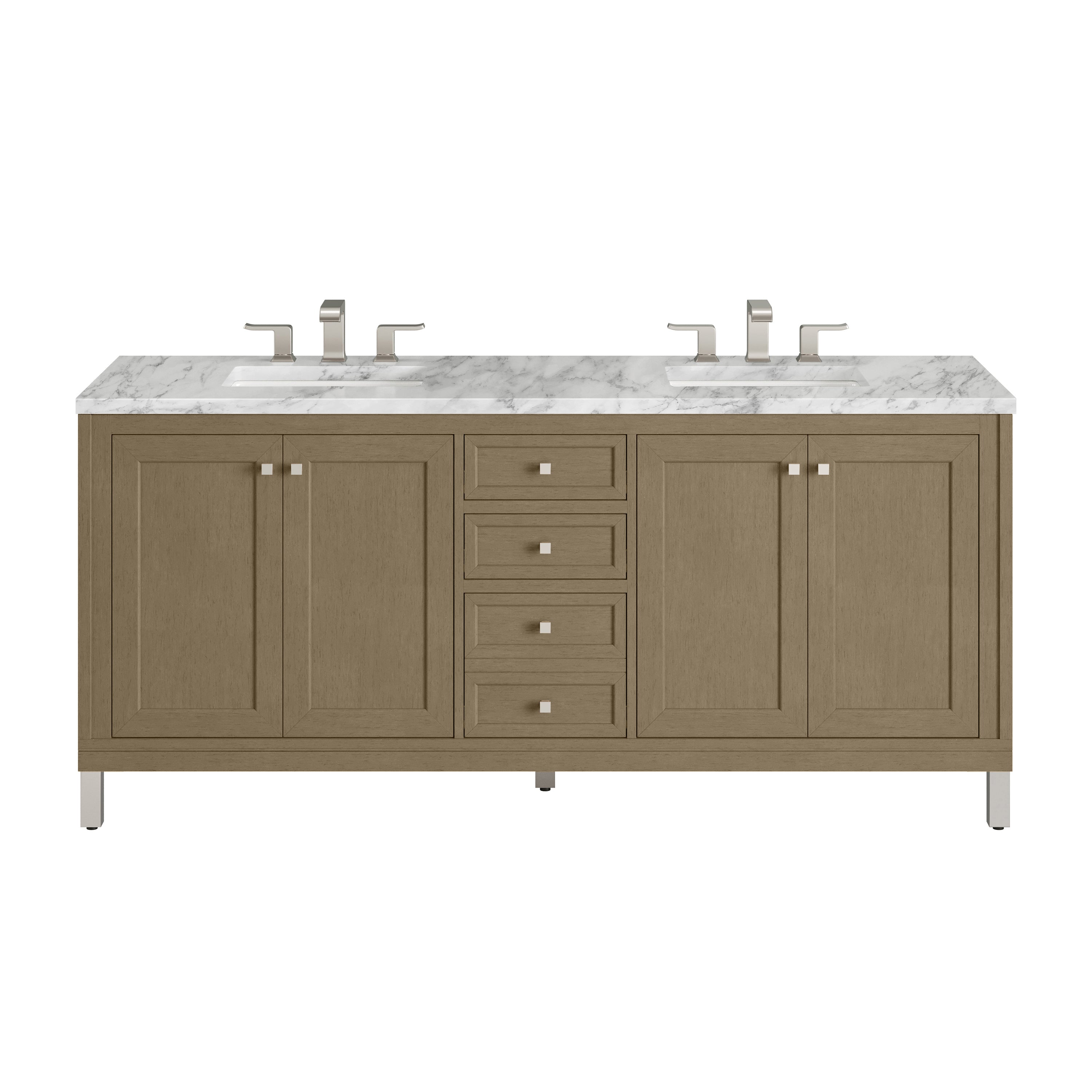 James Martin Chicago 72" Double Vanity in Walnut Whisper with 3cm Countertop