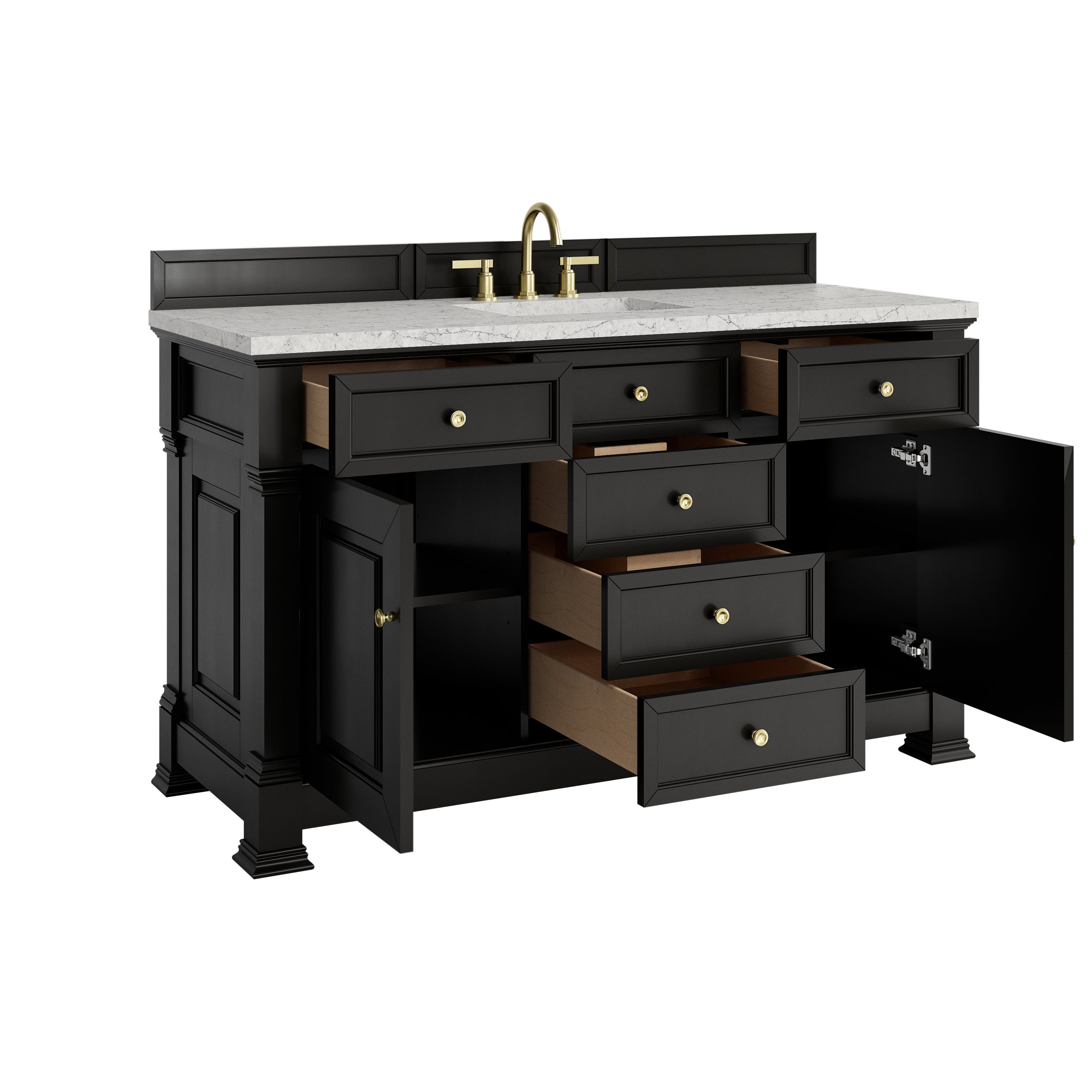 James Martin Brookfield 60" Single Vanity in Black Onyx with 3cm Countertop