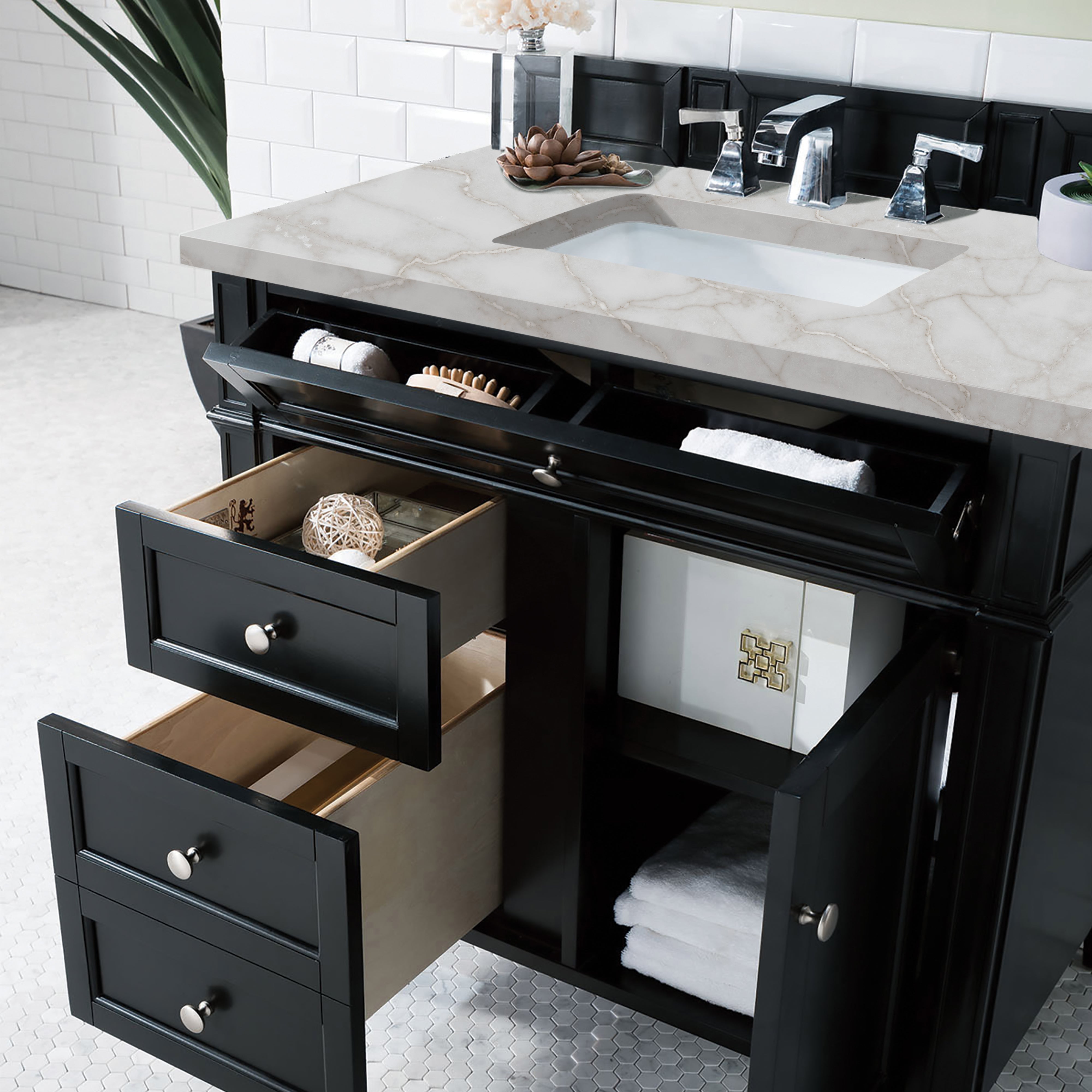 James Martin Brittany 36" Single Vanity in Black Onyx with 3cm Countertop