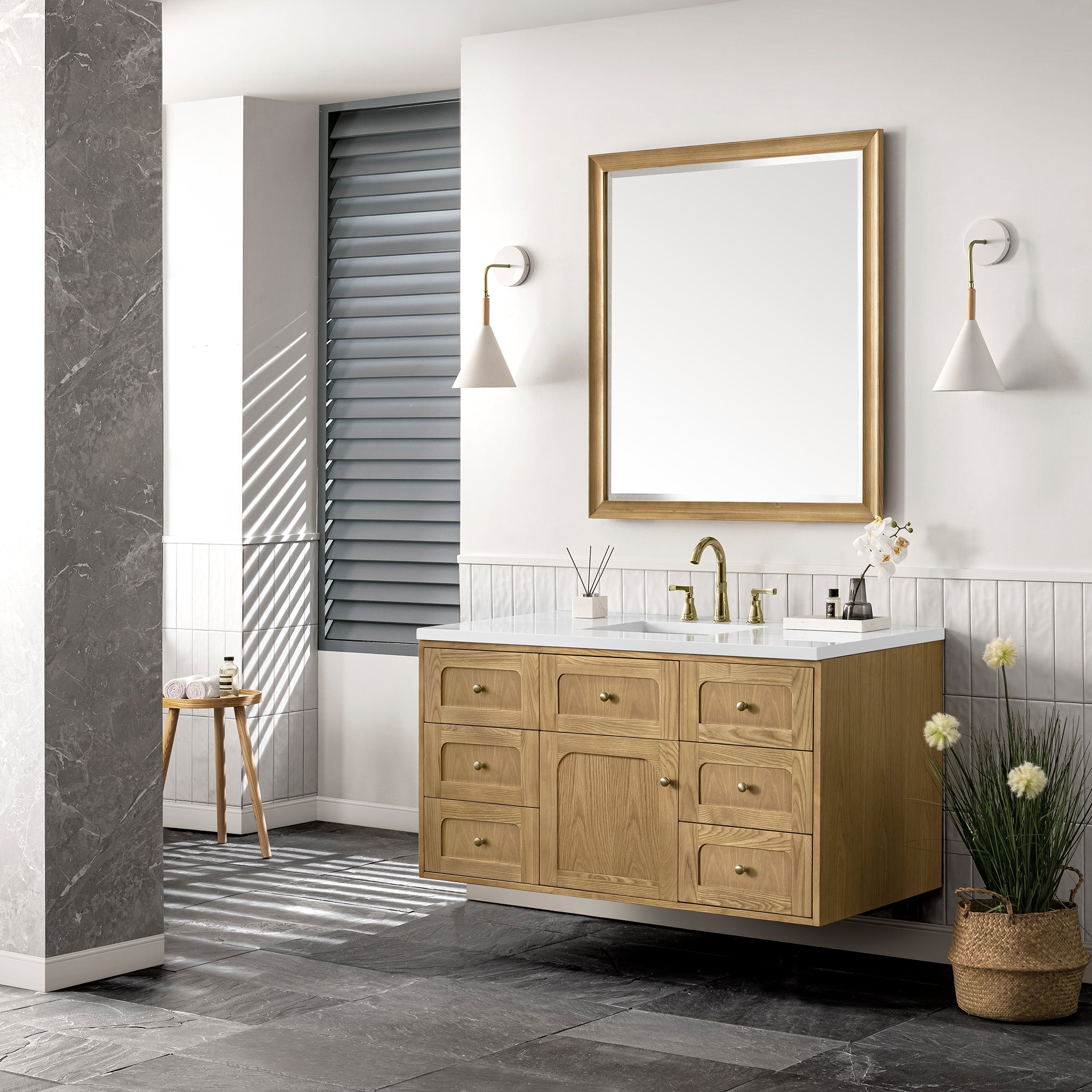 James Martin Laurent 48" Single Vanity in Light Natural Oak with 3cm Countertop