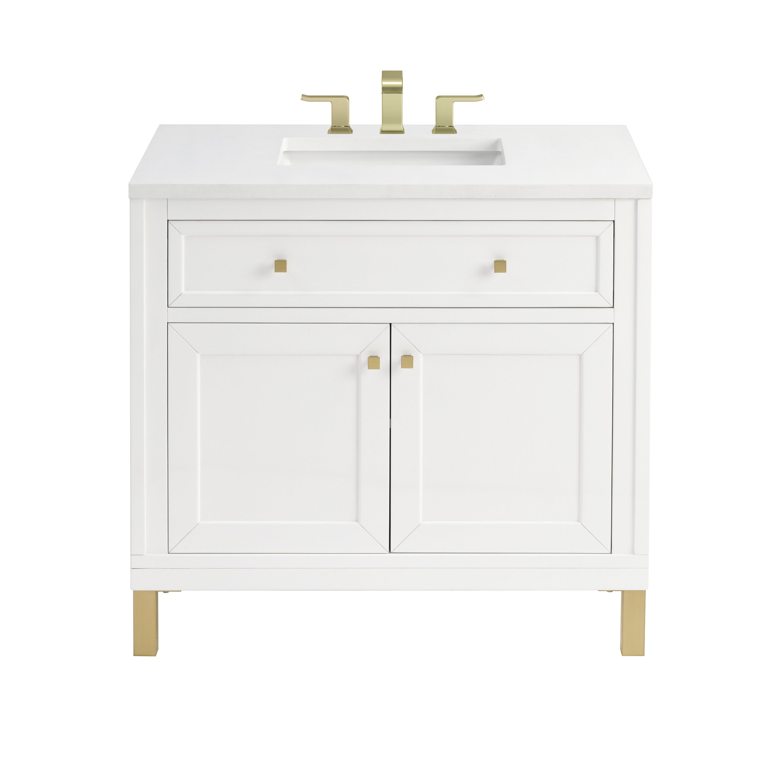 James Martin Chicago 36" Single Vanity in Glossy White with 3cm Countertop