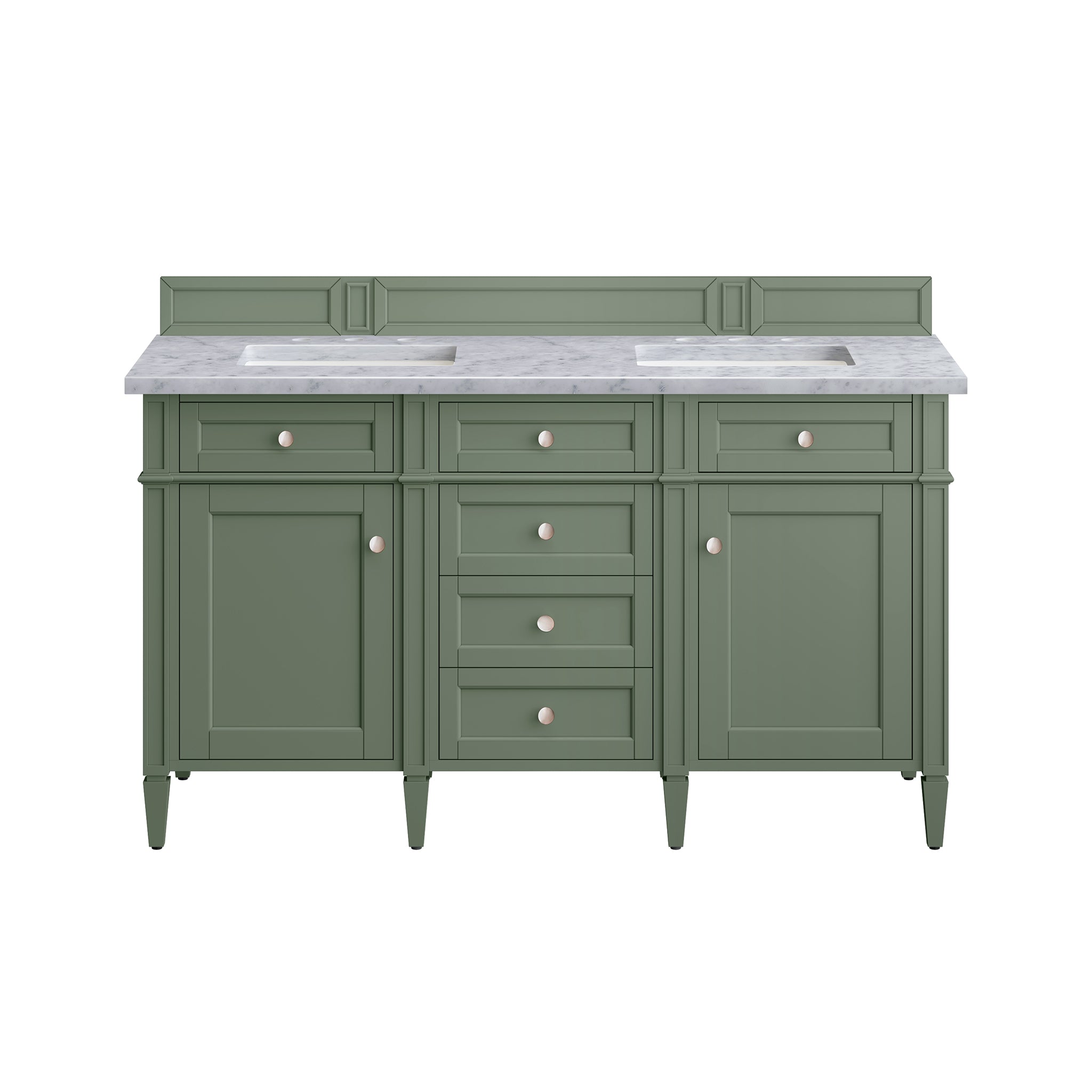 James Martin Brittany 60" Double Vanity in Smokey Celadon with 3cm Countertop