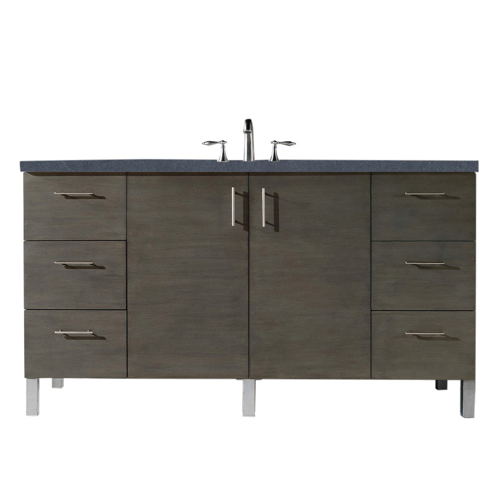 James Martin Metropolitan 60" Single Vanity in Silver Oak with 3cm Countertop