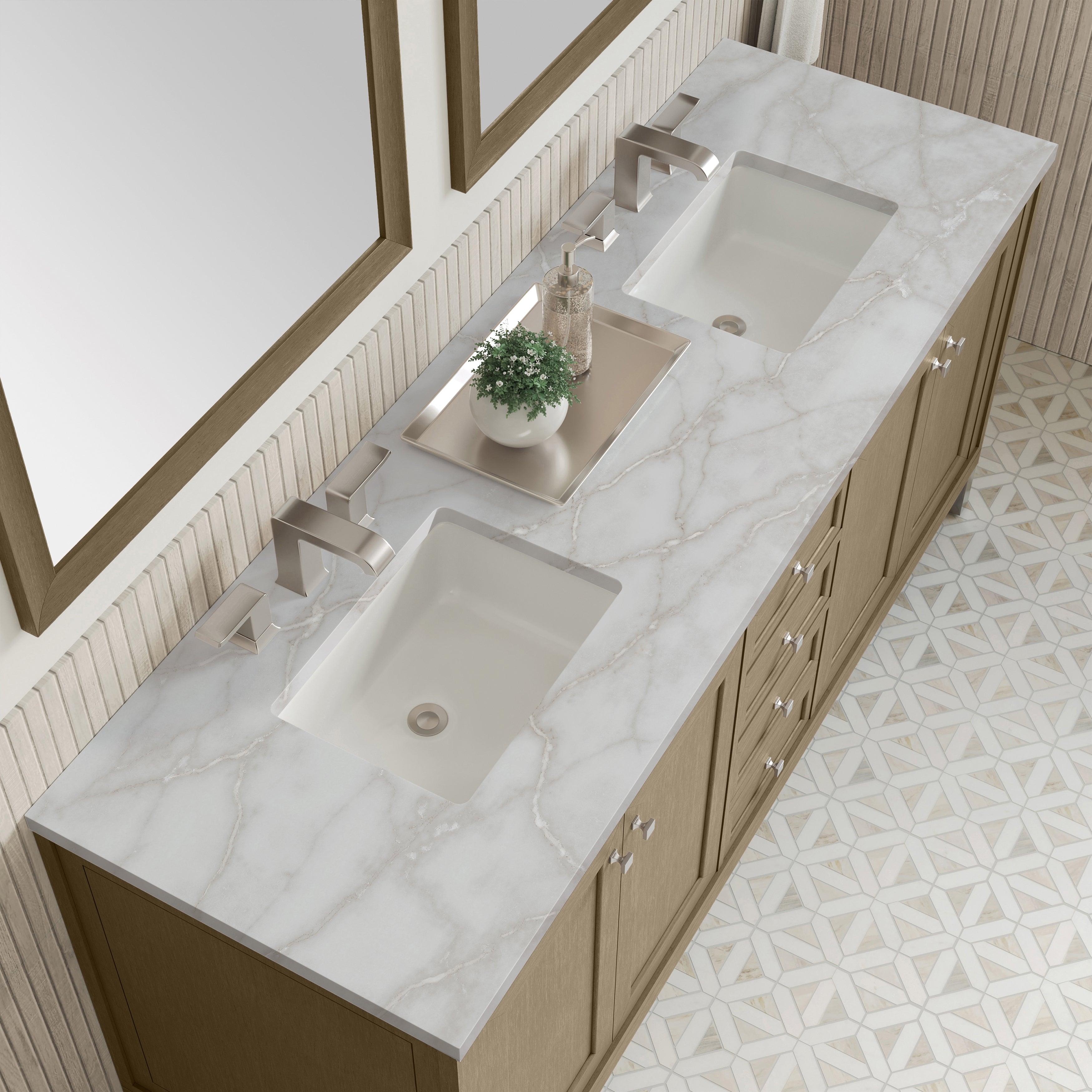 James Martin Chicago 72" Double Vanity in Walnut Whisper with 3cm Countertop