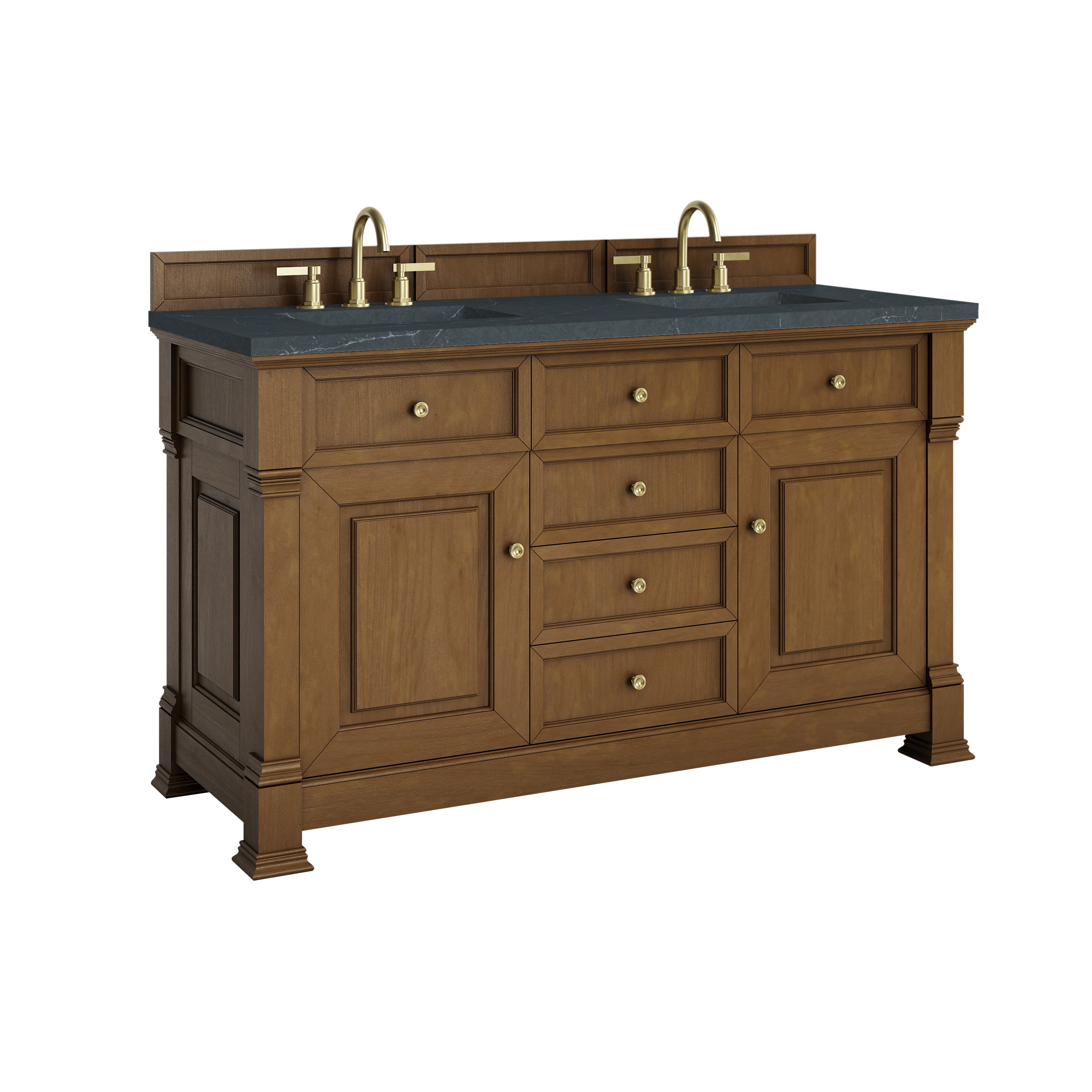 James Martin Brookfield 60" Double Vanity in Honey Oak with 3cm Countertop