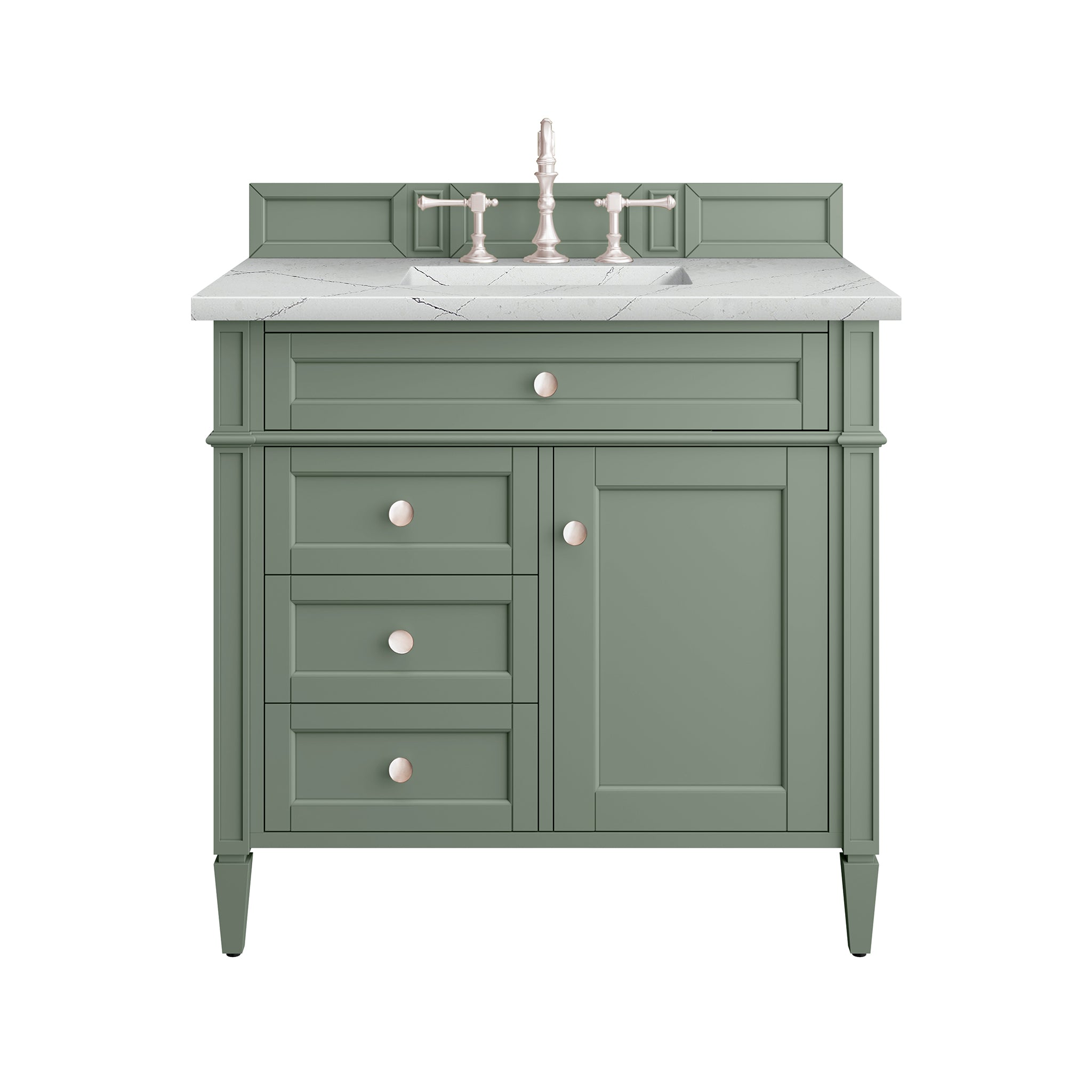James Martin Brittany 36" Single Vanity in Smokey Celadon with 3cm Countertop