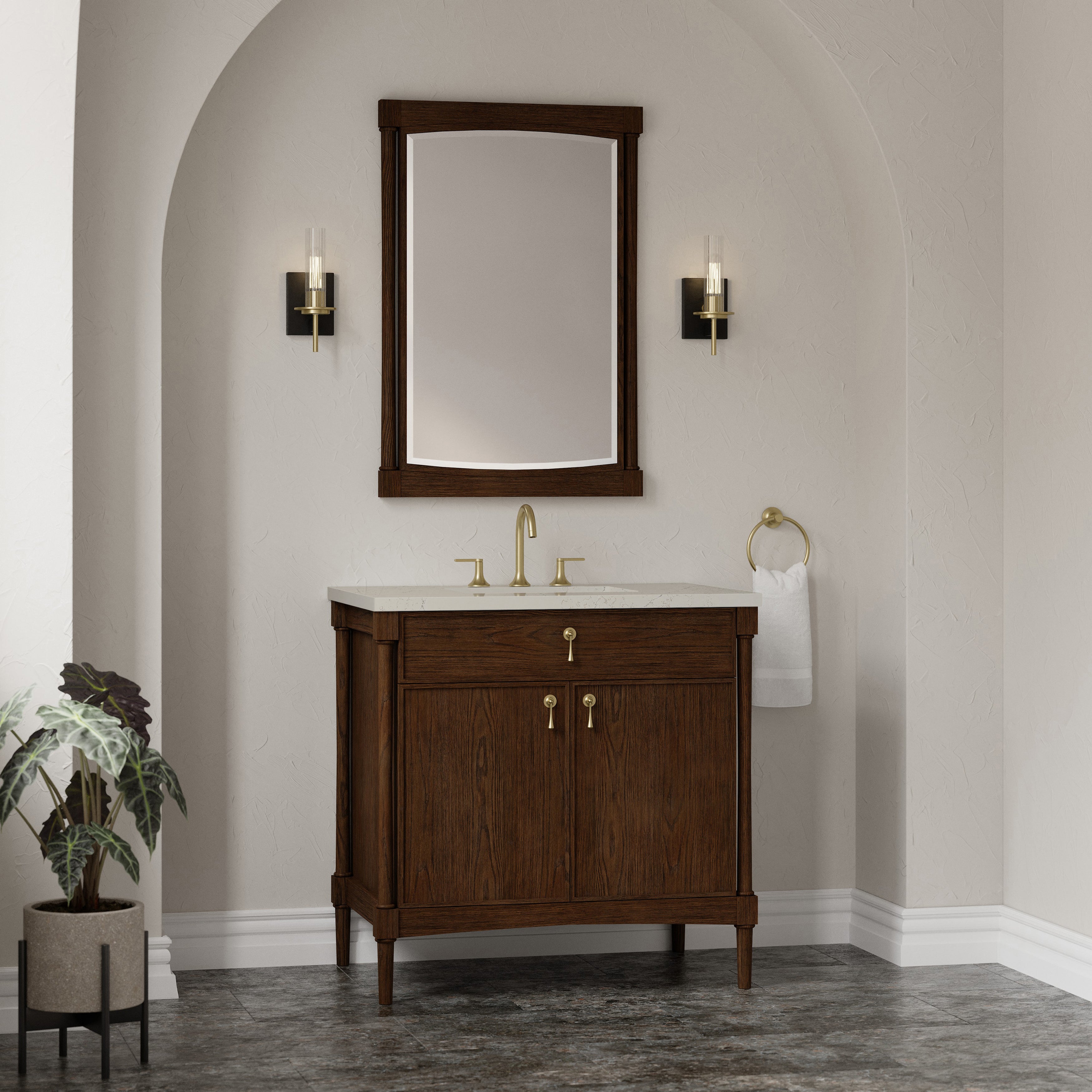 James Martin Kinnsden 36" Single Vanity in Sable Oak with 3cm Countertop