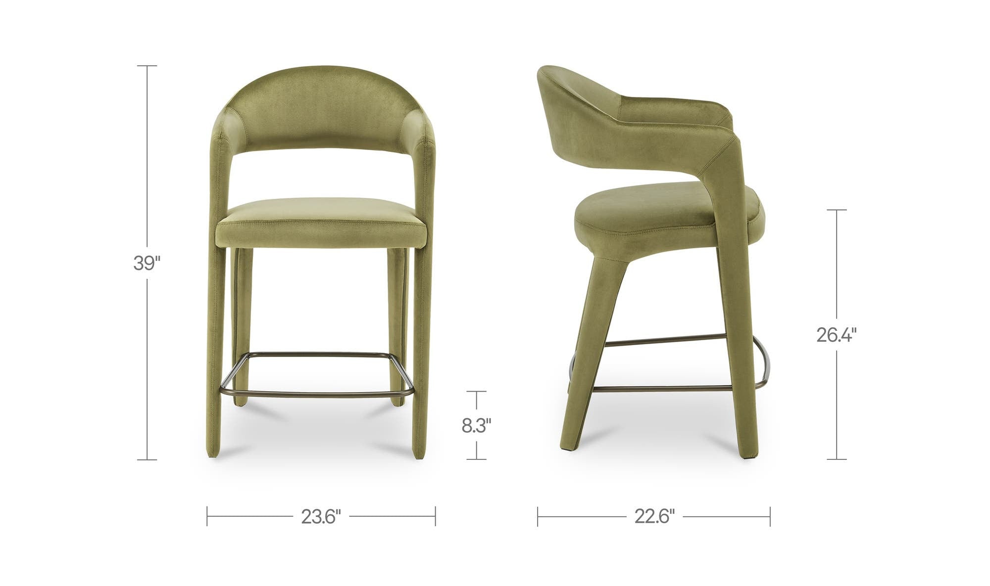 Moes Martens Counter Stool Green Velvet YM-1010