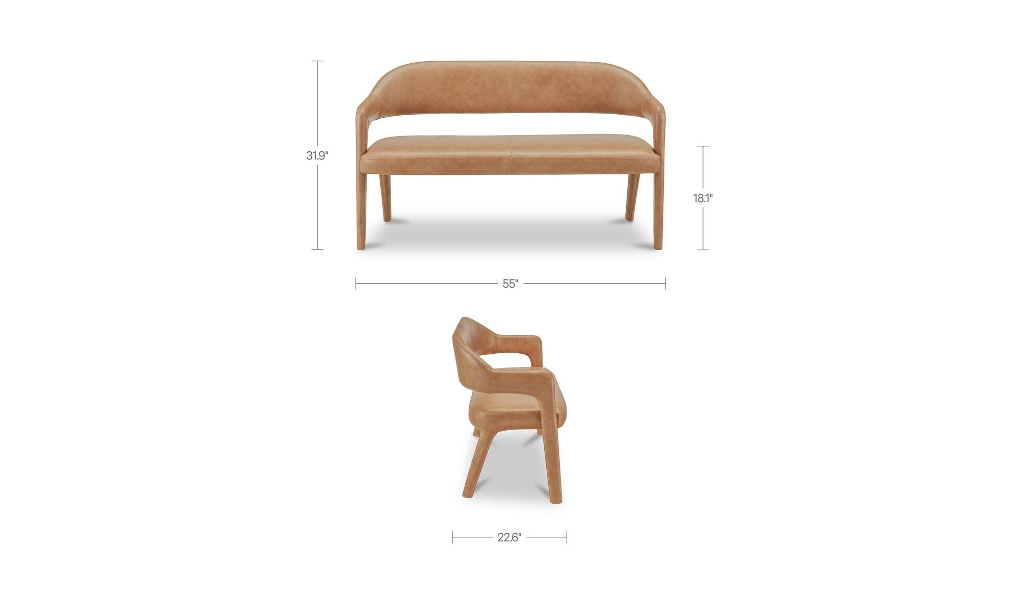 Moes Martens Dining Bench Leather YM-1032