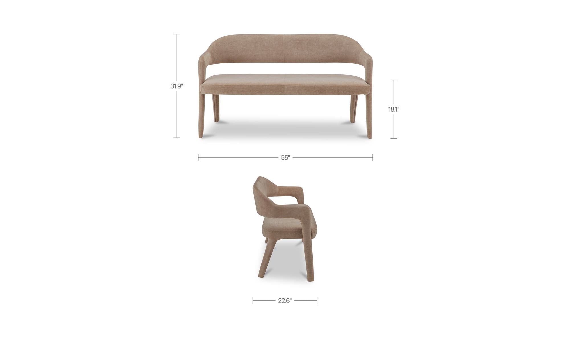 Moes Martens Dining Bench Leather YM-1032