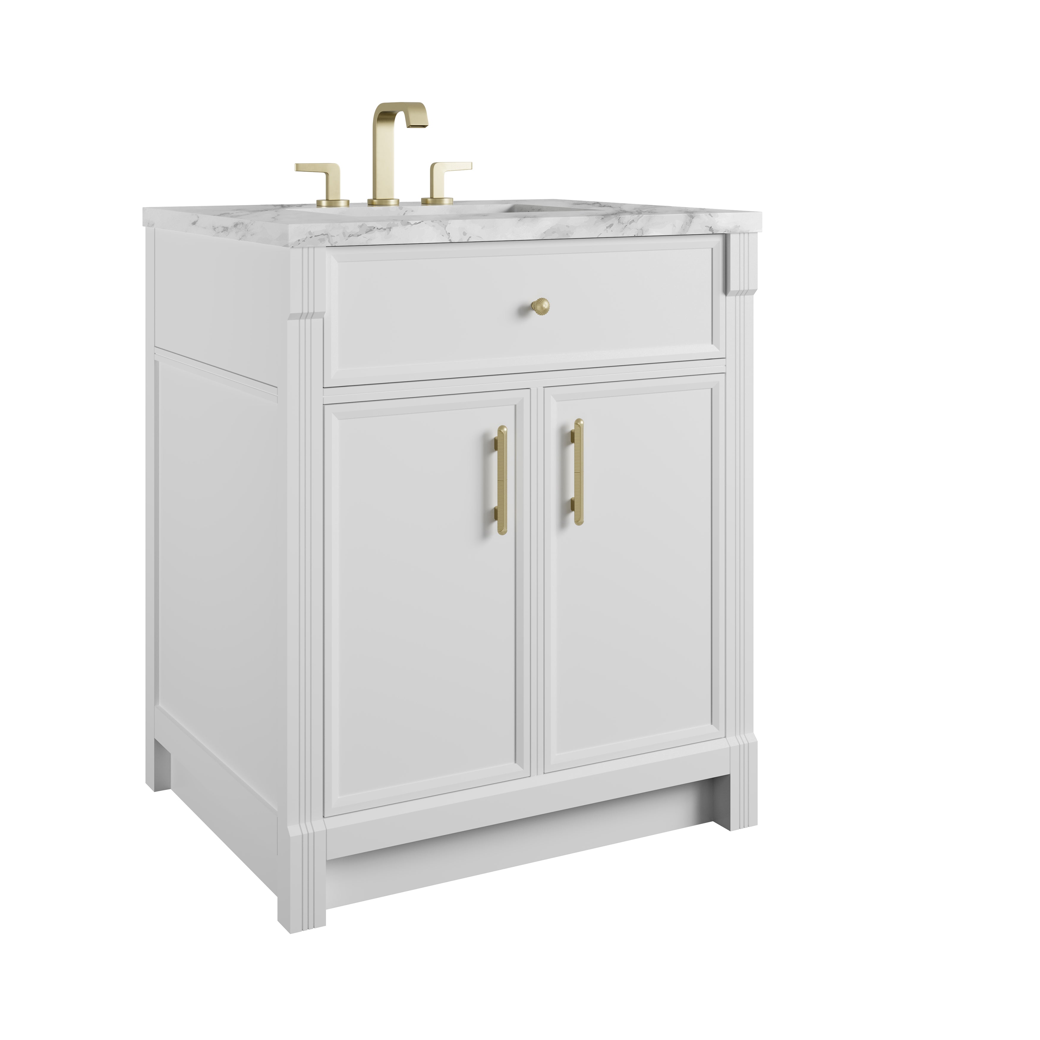 James Martin Bellshire 30" Single Vanity in Bright White with 3cm Countertop