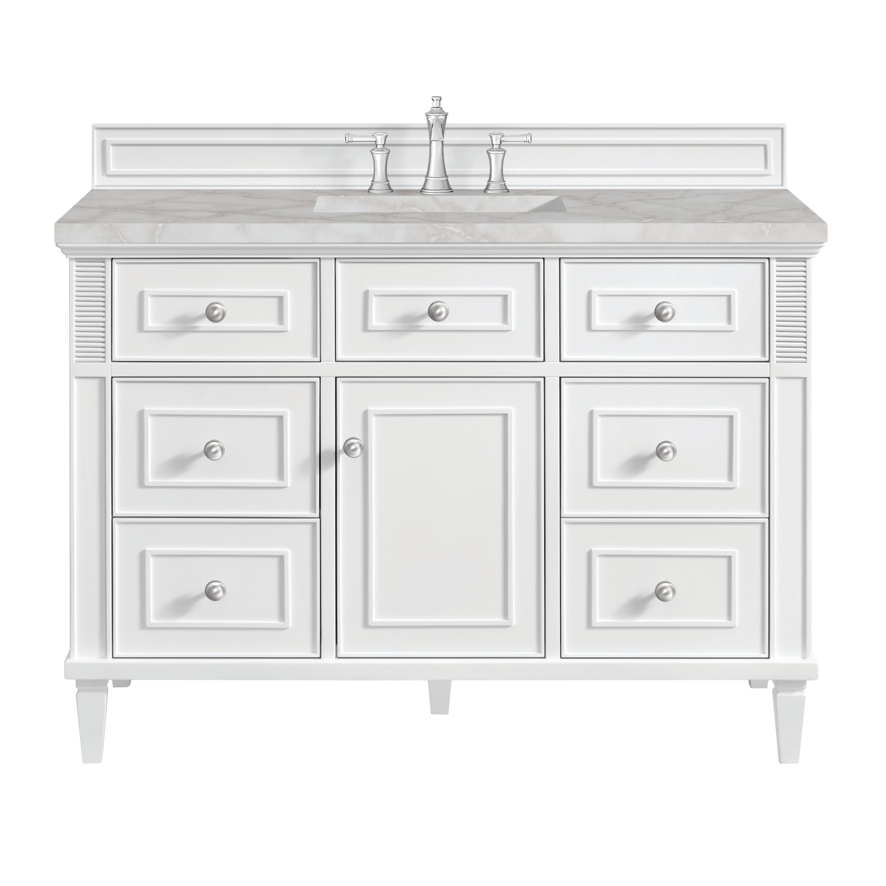 James Martin Lorelai 48" Single Vanity in Bright White with 3cm Countertop