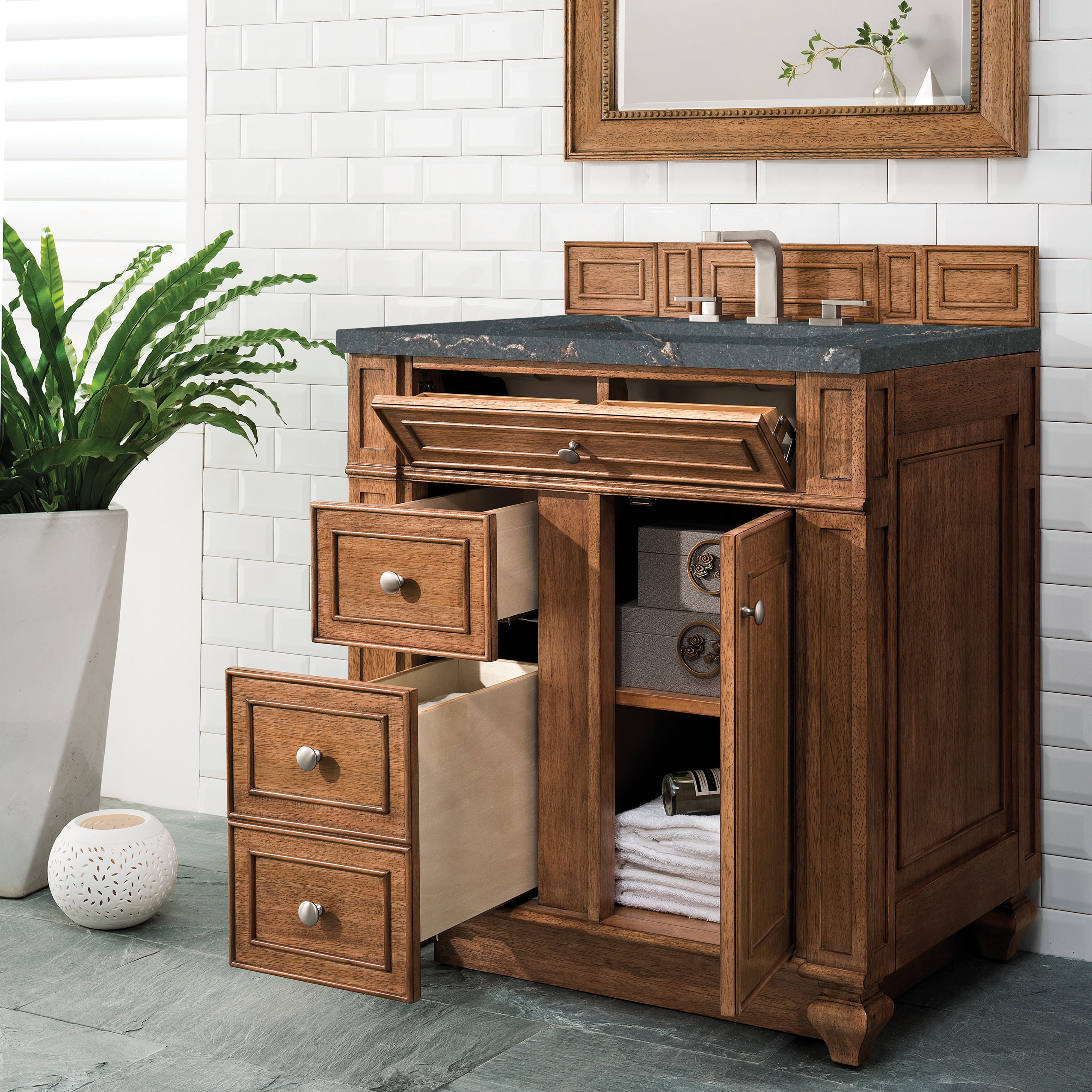 James Martin Bristol 30" Single Vanity in Saddle Brown with 3cm Countertop