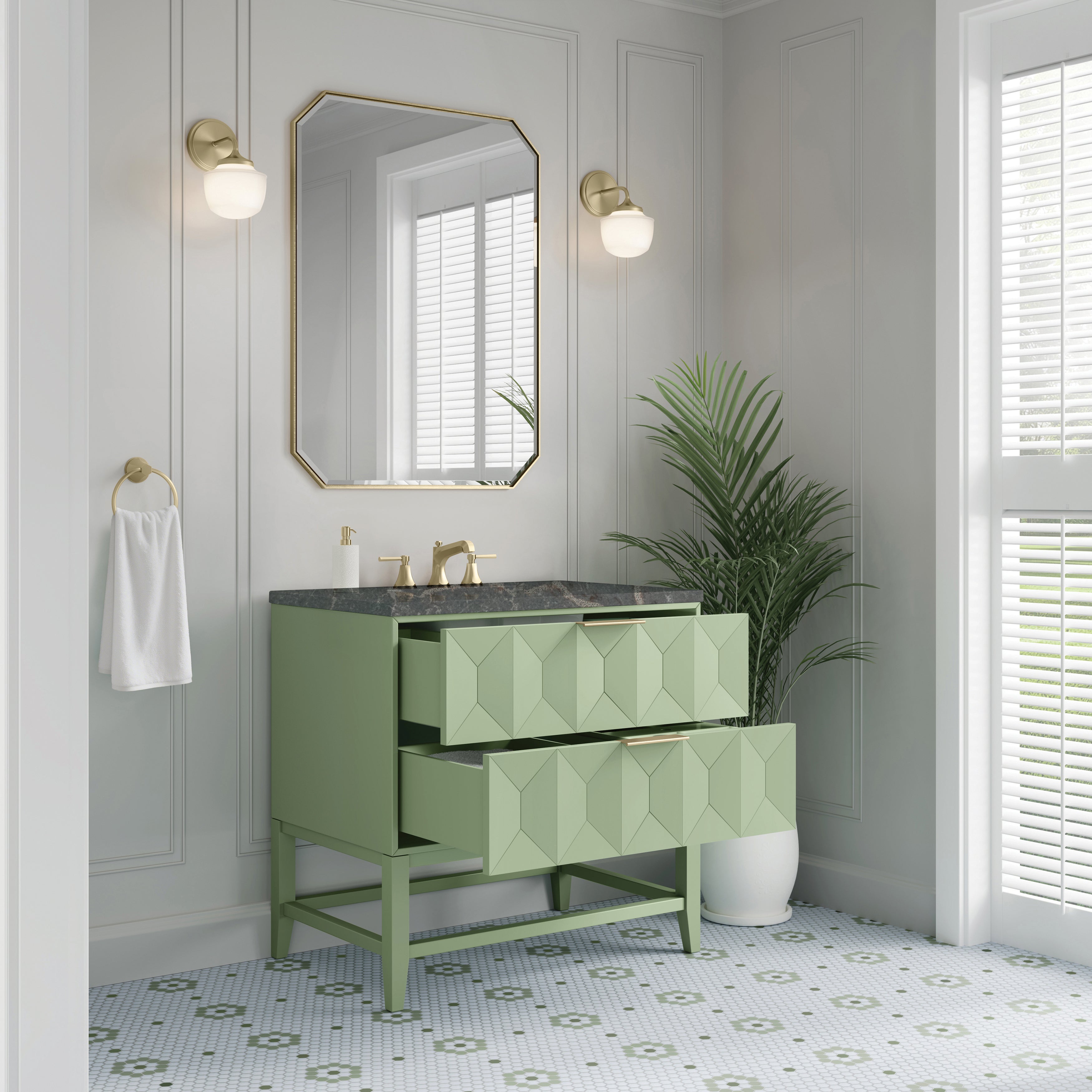 James Martin Emmeline 36" Single Vanity in Pistachio with 3cm Countertop