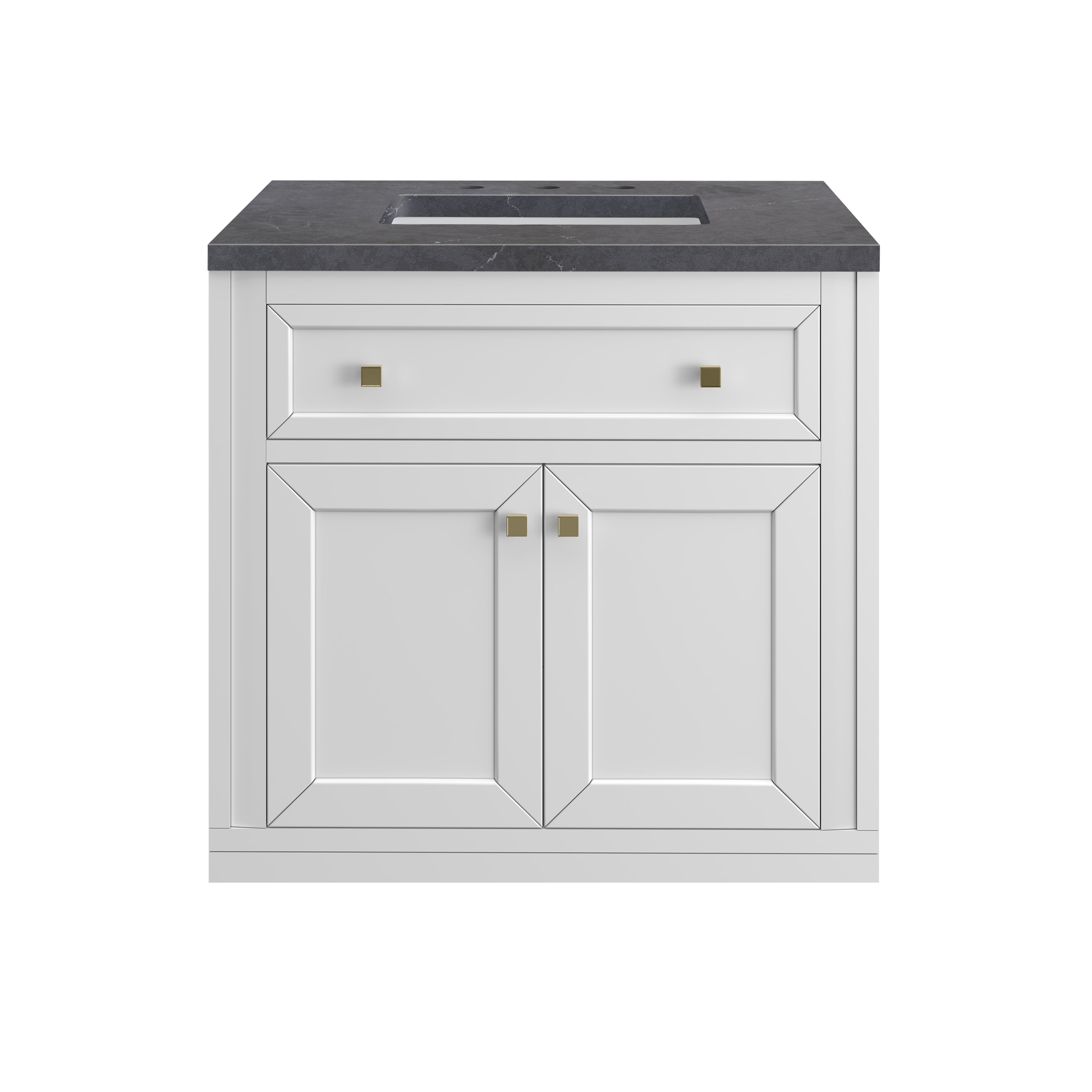 James Martin Chicago 30" Single Vanity in Glossy White with 3cm Countertop