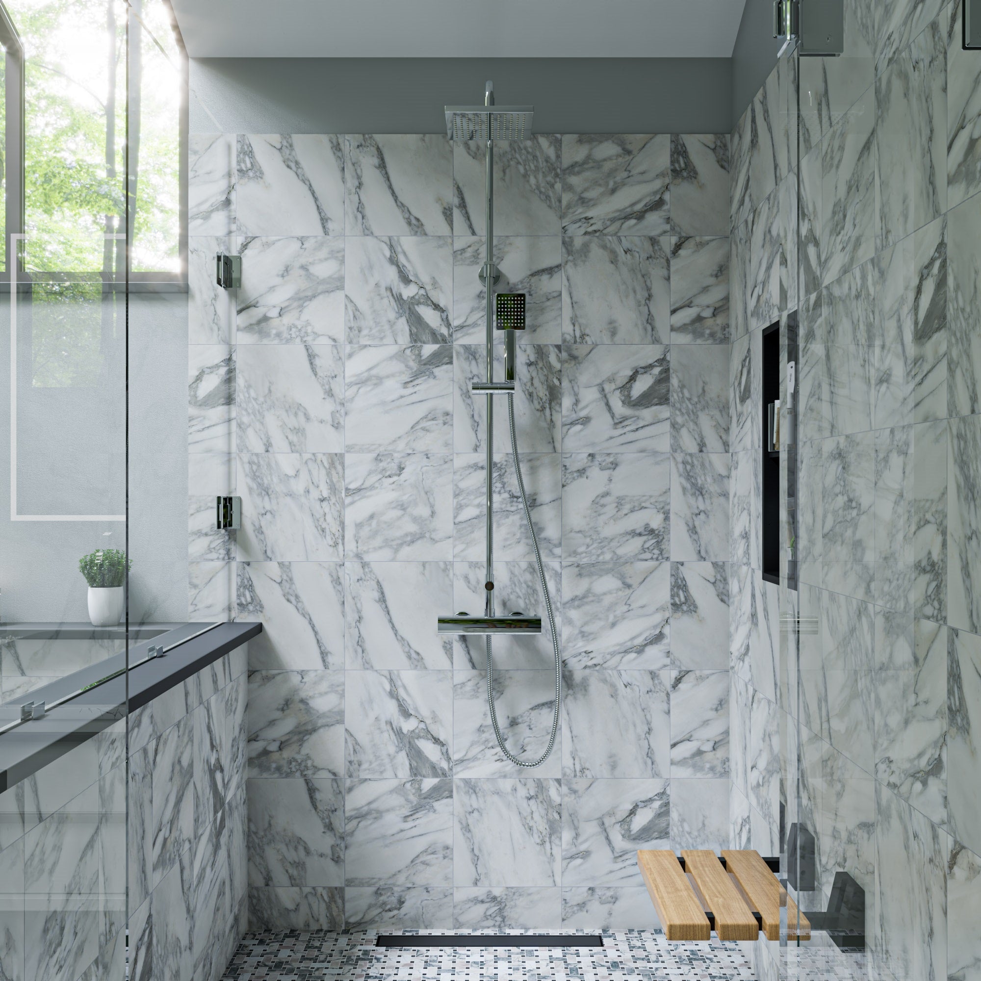 ALFI brand AB2862 Square Style Thermostatic Exposed Shower Set