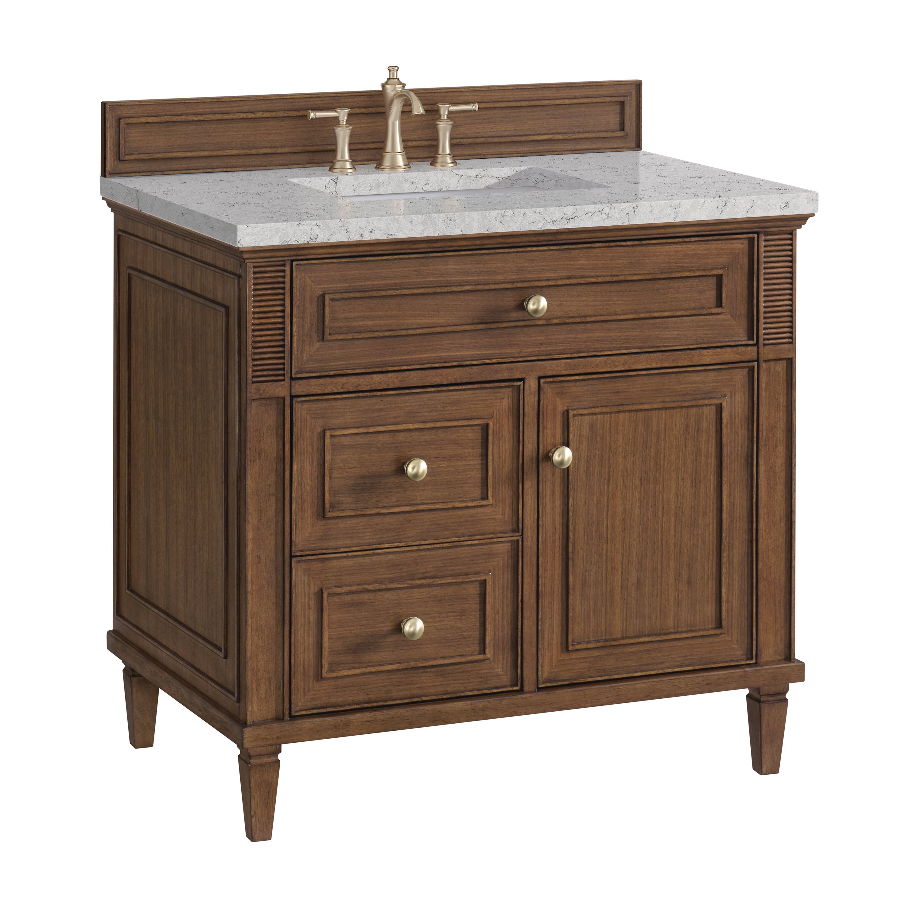 James Martin Lorelai 36" Single Vanity in Mid-Century Walnut with 3cm Countertop