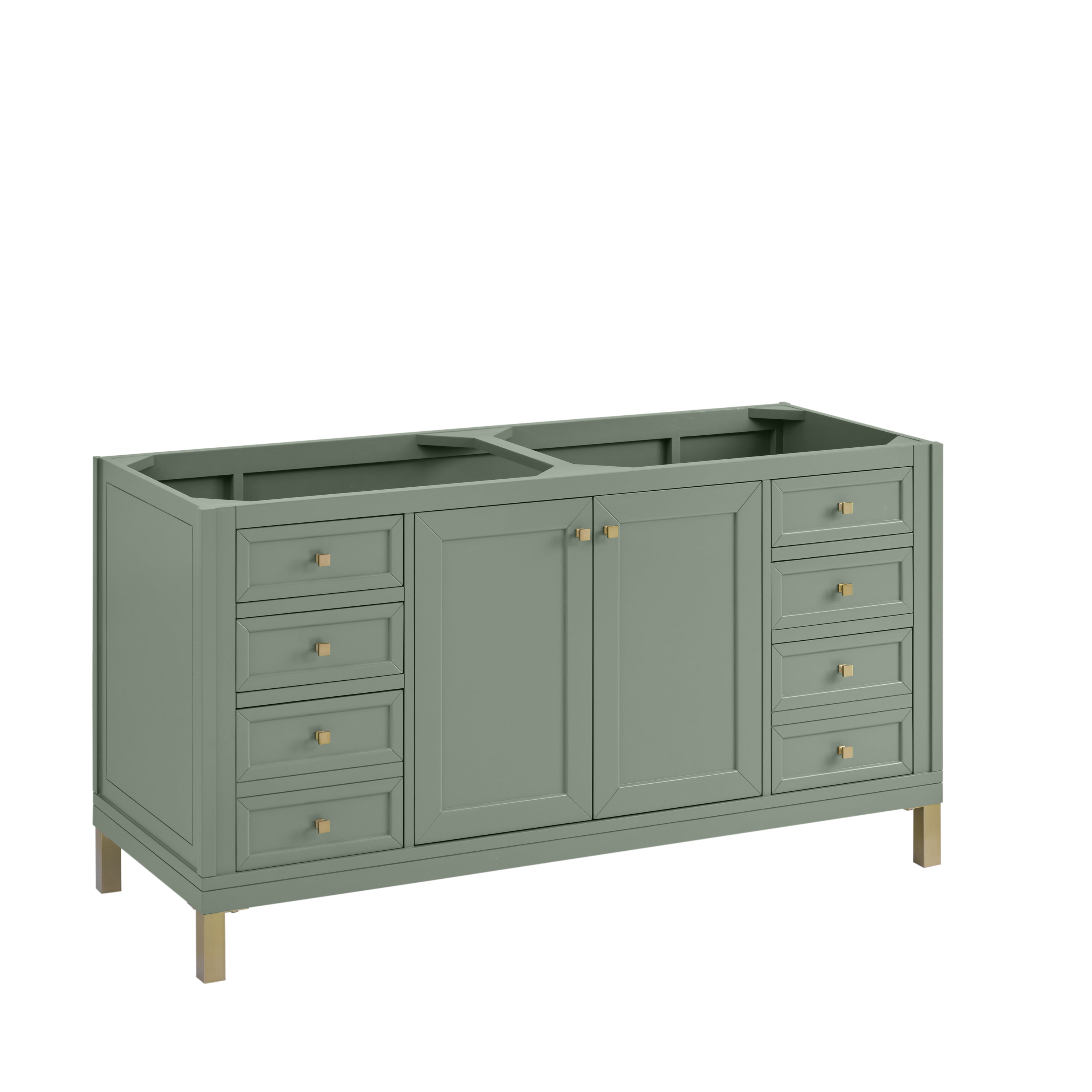 James Martin Chicago 60" Double Vanity in Smokey Celadon with 3cm Countertop