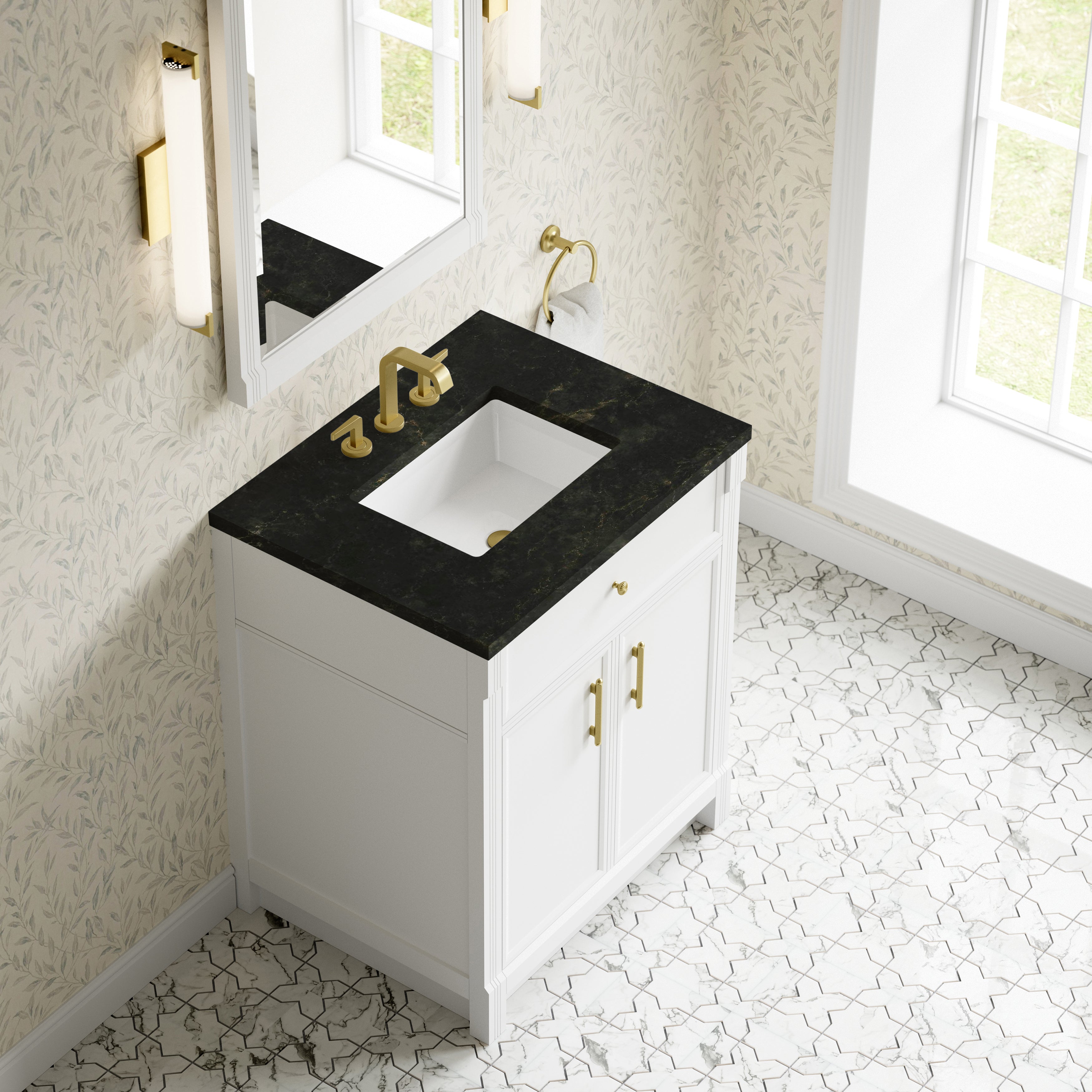 James Martin Bellshire 30" Single Vanity in Bright White with 3cm Countertop