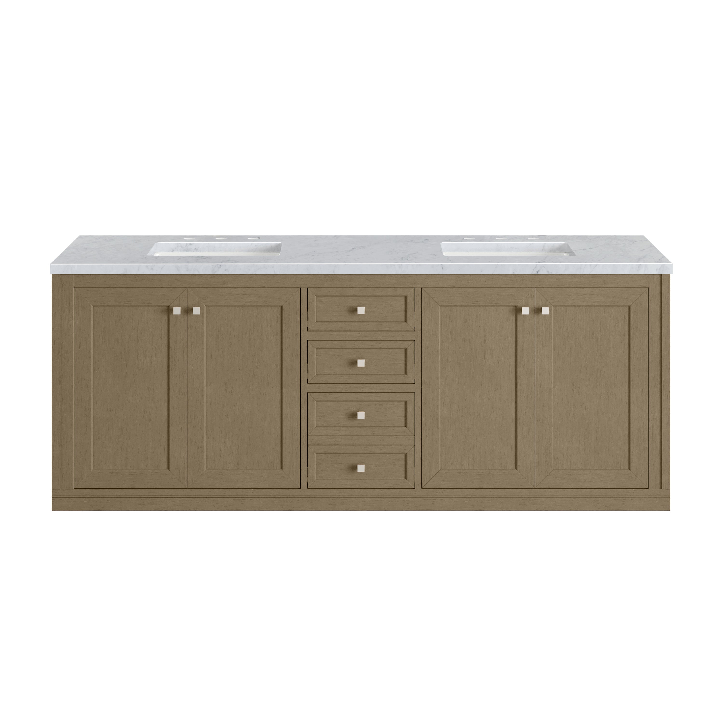 James Martin Chicago 72" Double Vanity in Walnut Whisper with 3cm Countertop
