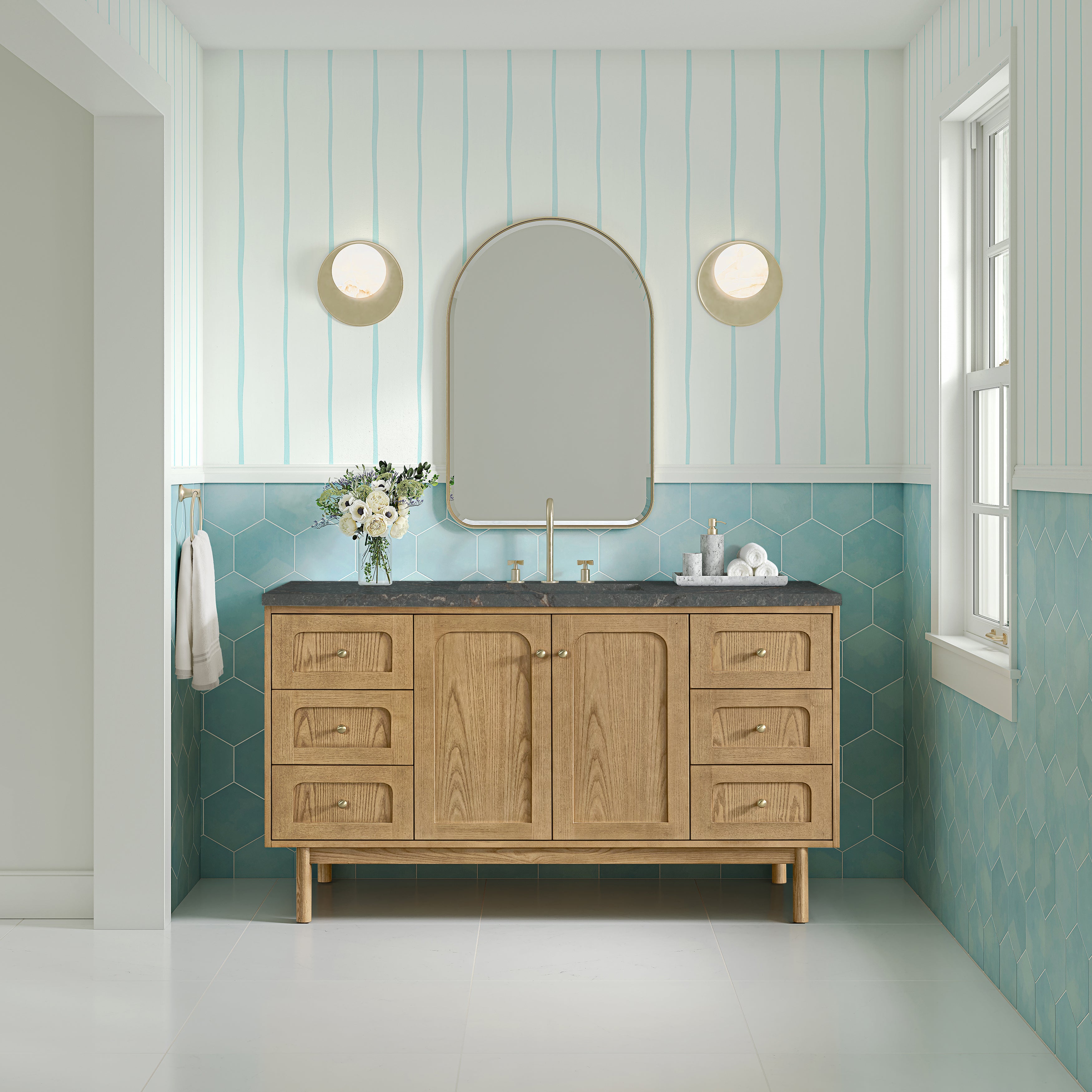 James Martin Laurent 60" Single Vanity in Light Natural Oak with 3cm Countertop