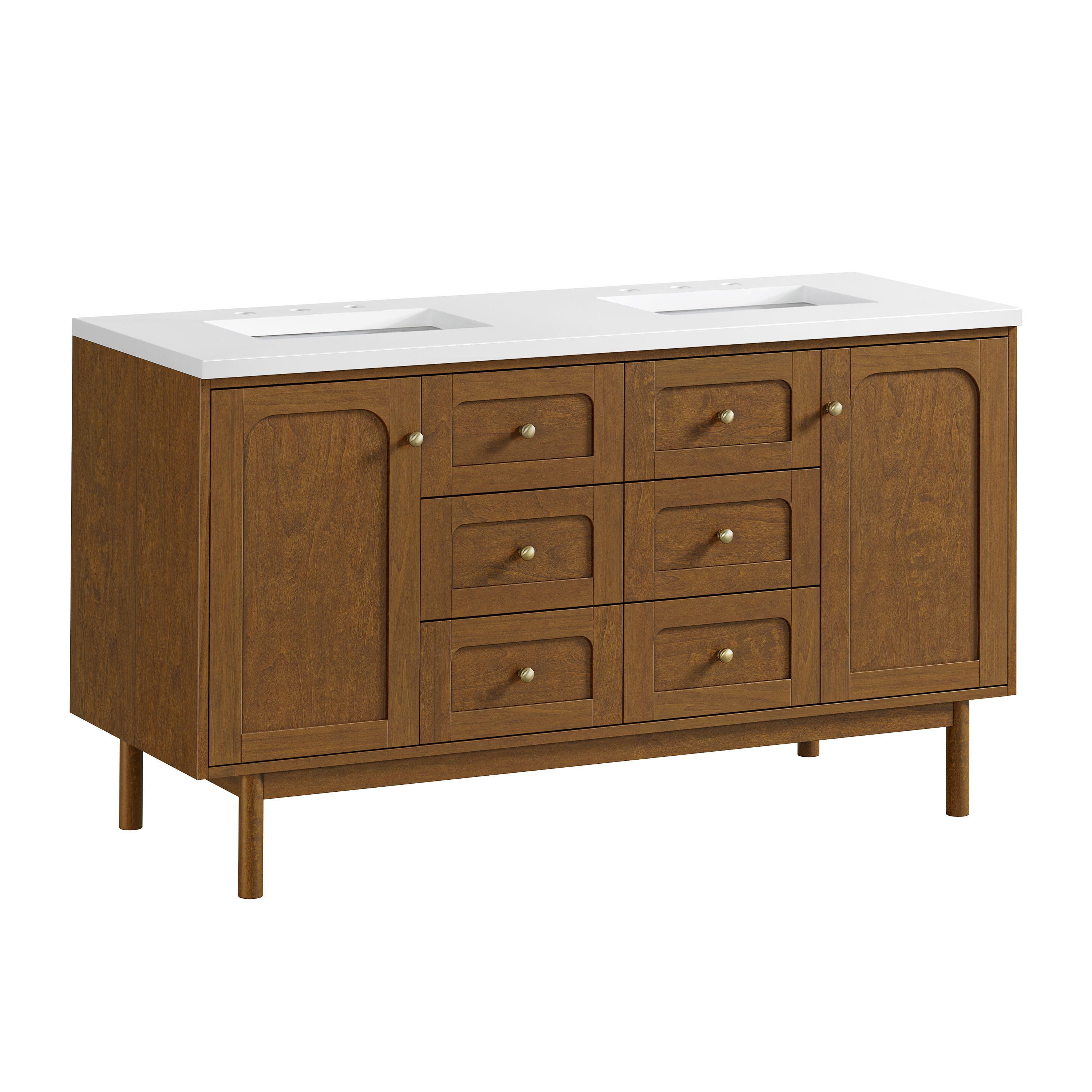 James Martin Laurent 60" Double Vanity in Honey Oak with 3cm Countertop
