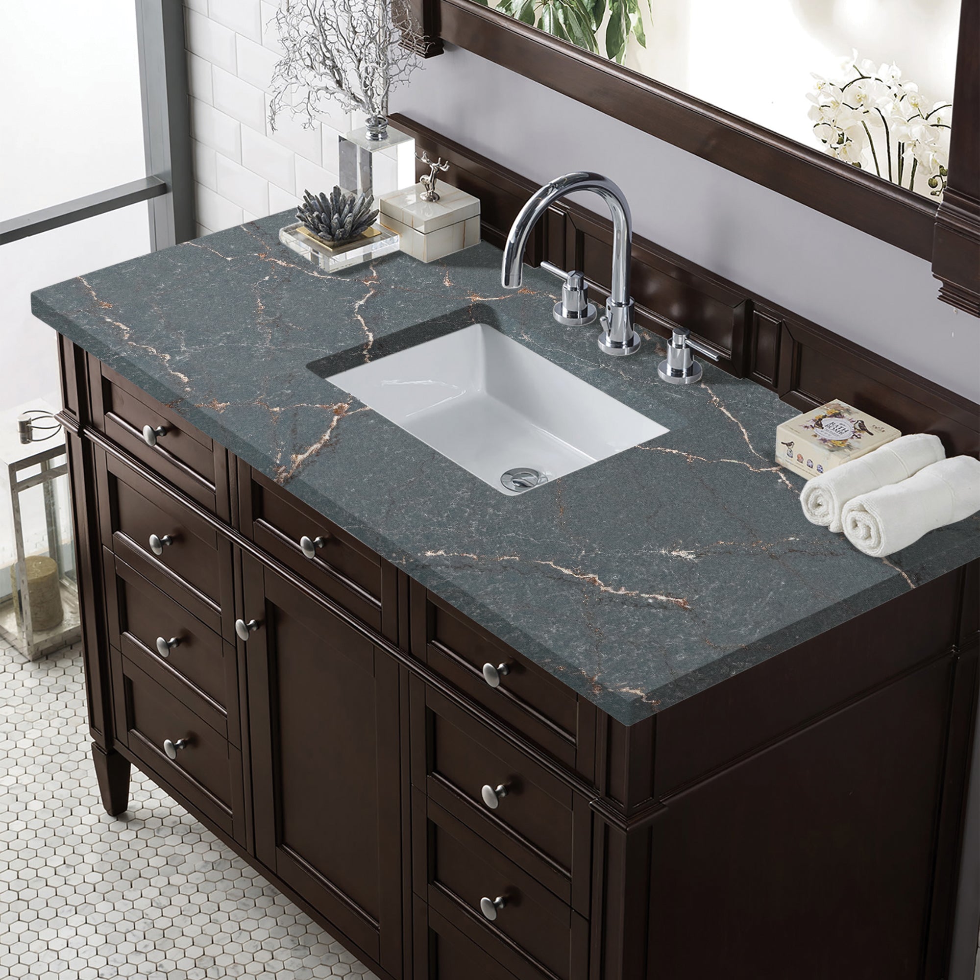James Martin Brittany 48" Single Vanity in Burnished Mahogany with 3cm Countertop