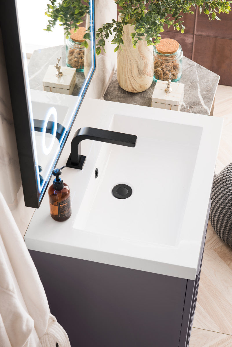 Alicante 24" Single Vanity with White Glossy Composite Stone Top