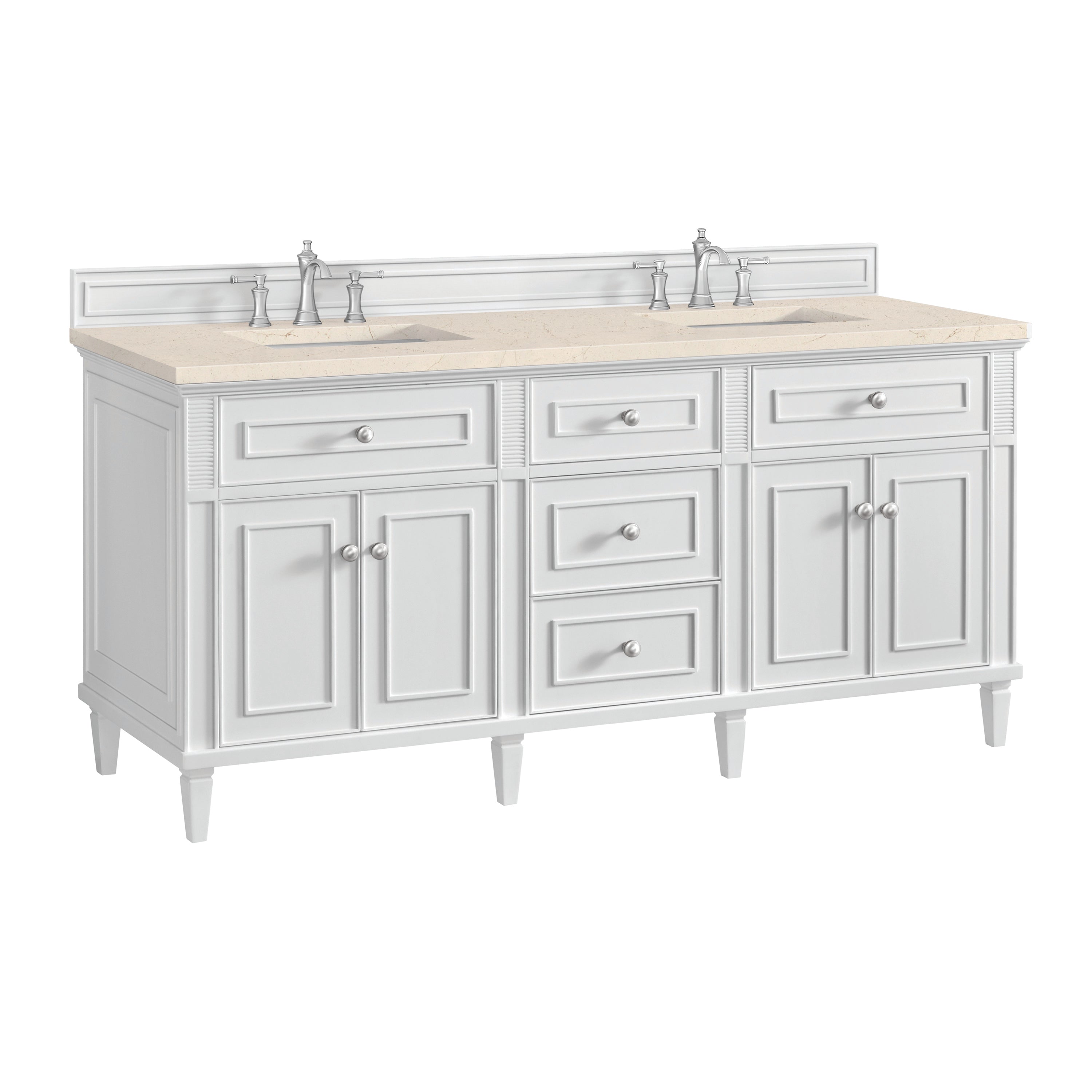 James Martin Lorelai 72" Double Vanity in Bright White with 3cm Countertop