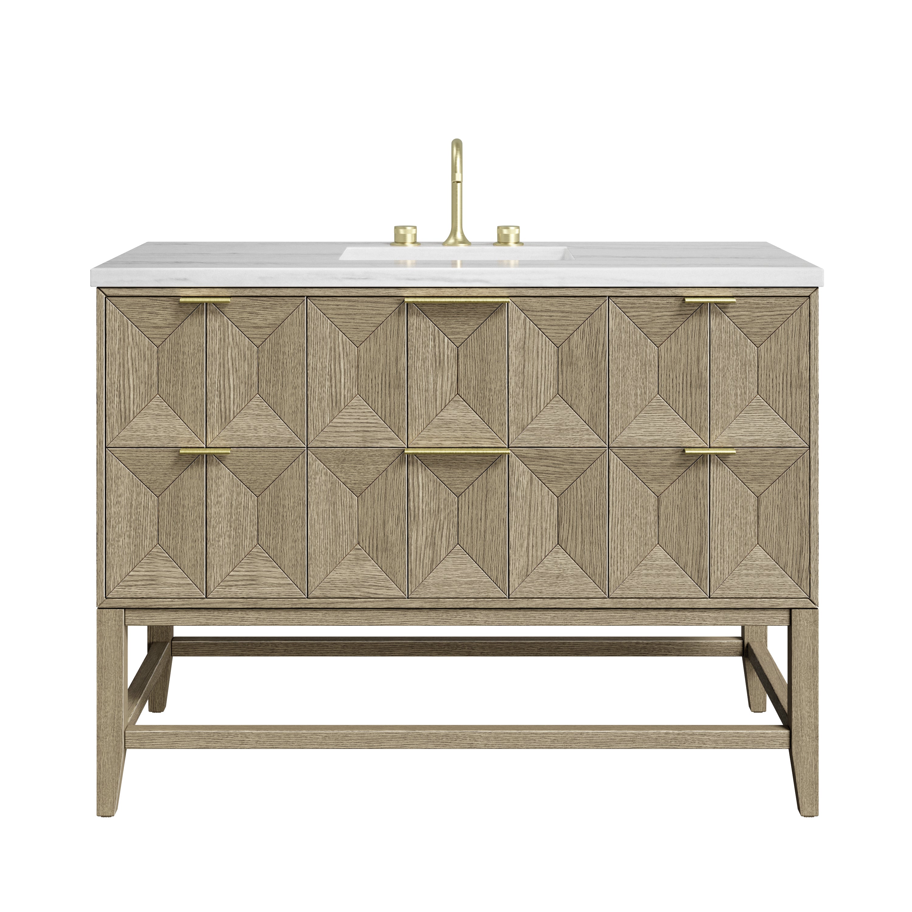 James Martin Emmeline 48" Single Vanity in Pebble Oak with 3cm Countertop