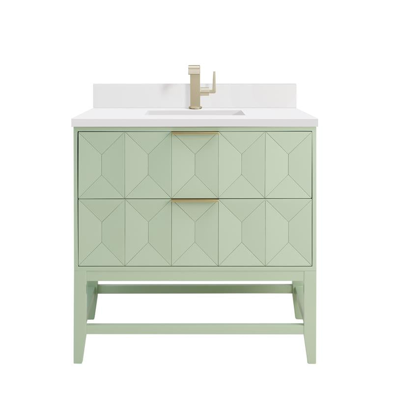 James Martin Emmeline 36" Single Vanity in Pistachio with 3cm Countertop