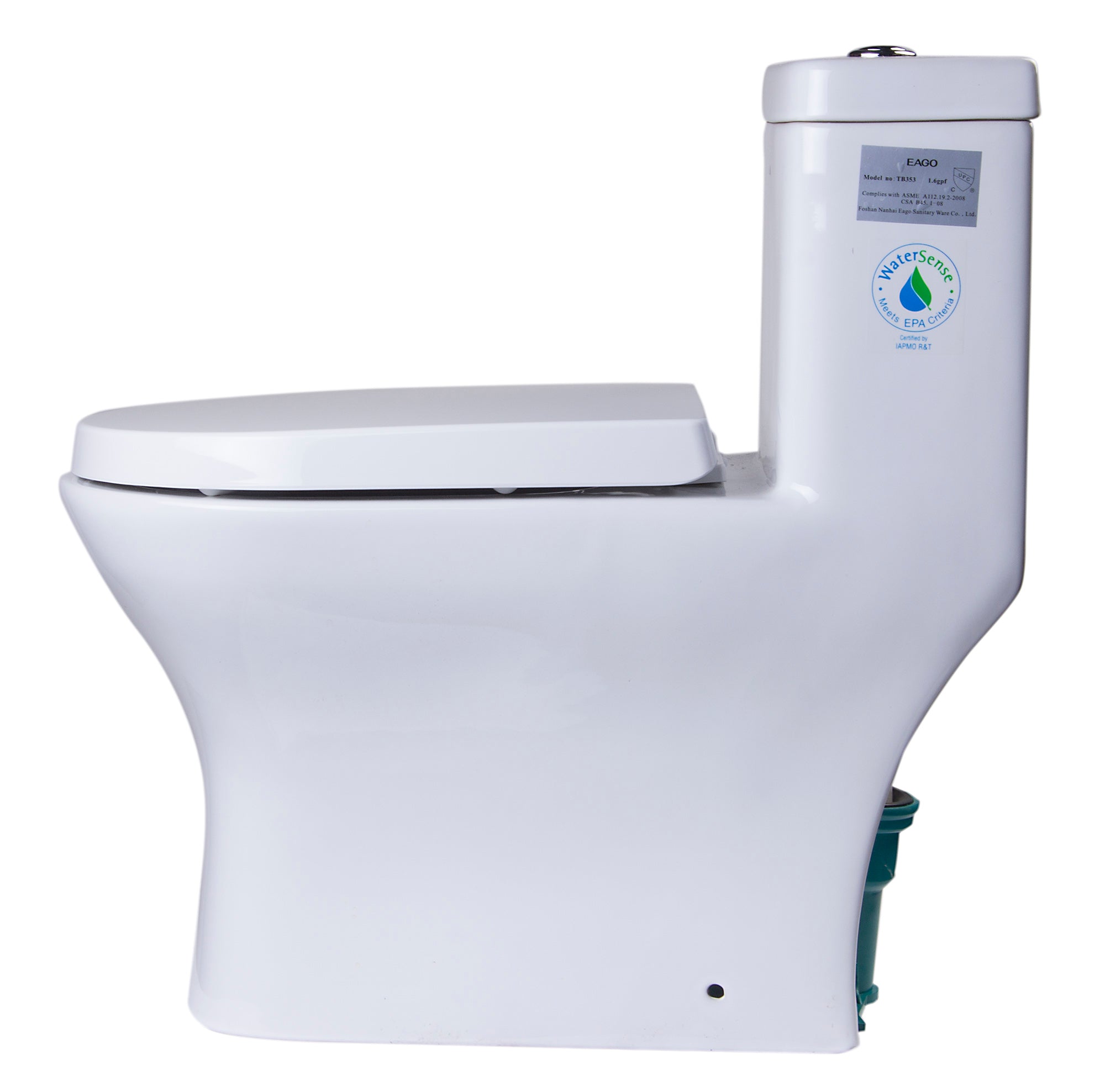 EAGO TB353 DUAL FLUSH ONE PIECE ECO-FRIENDLY HIGH EFFICIENCY LOW FLUSH CERAMIC TOILET