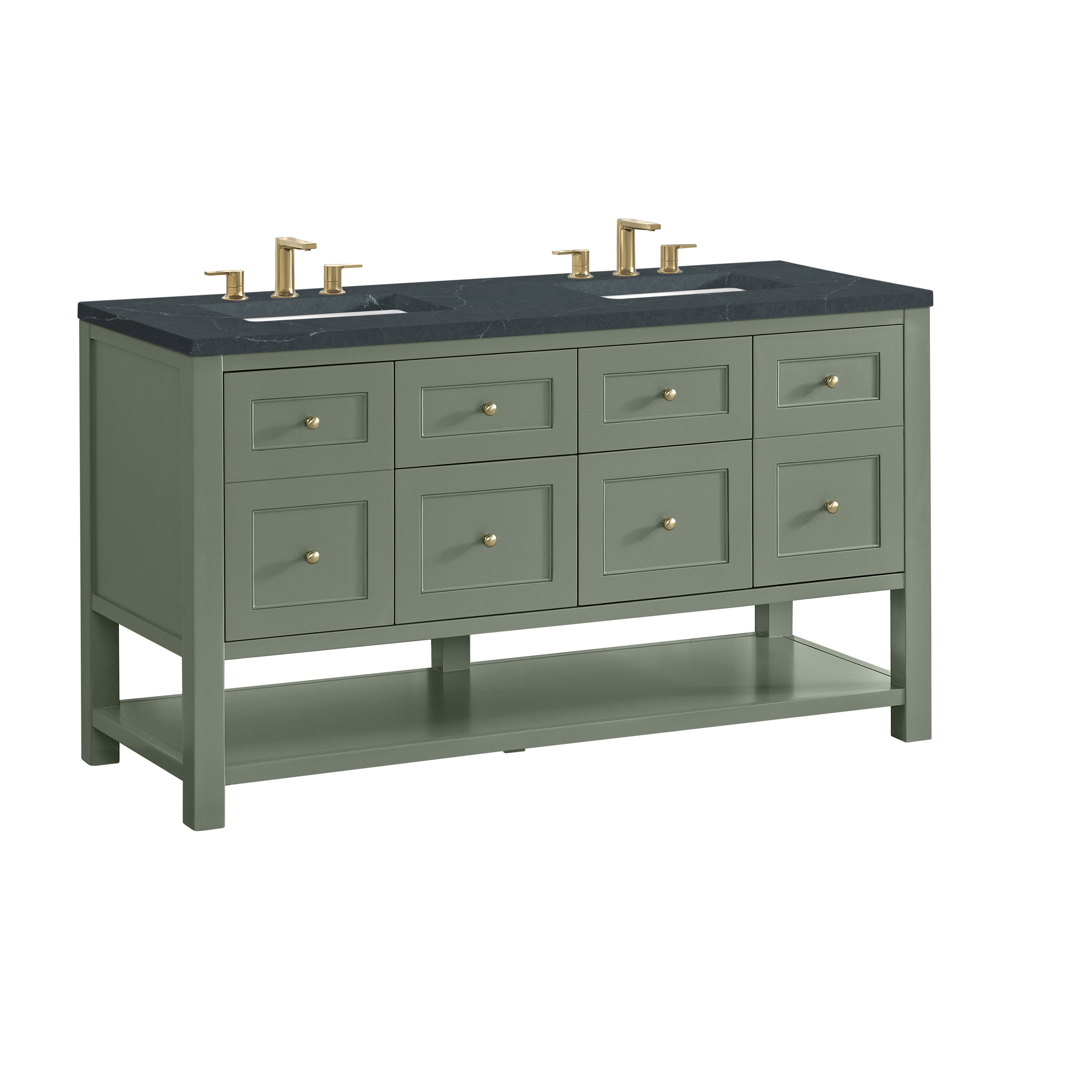 James Martin Breckenridge 60" Double Vanity in Smokey Celadon with 3cm Countertop