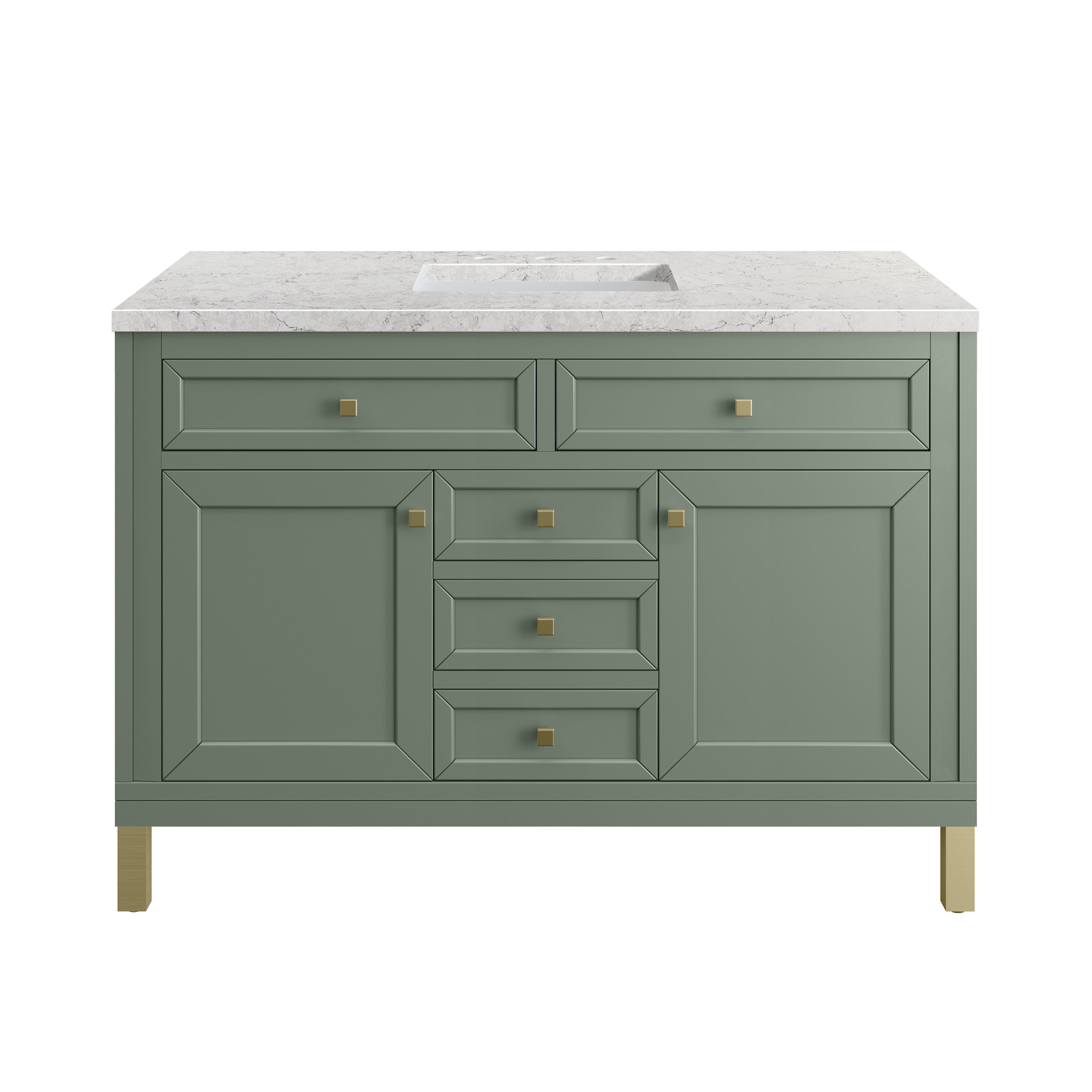 James Martin Chicago 48" Single Vanity in Smokey Celadon with 3cm Countertop and FreePower Wireless Charger