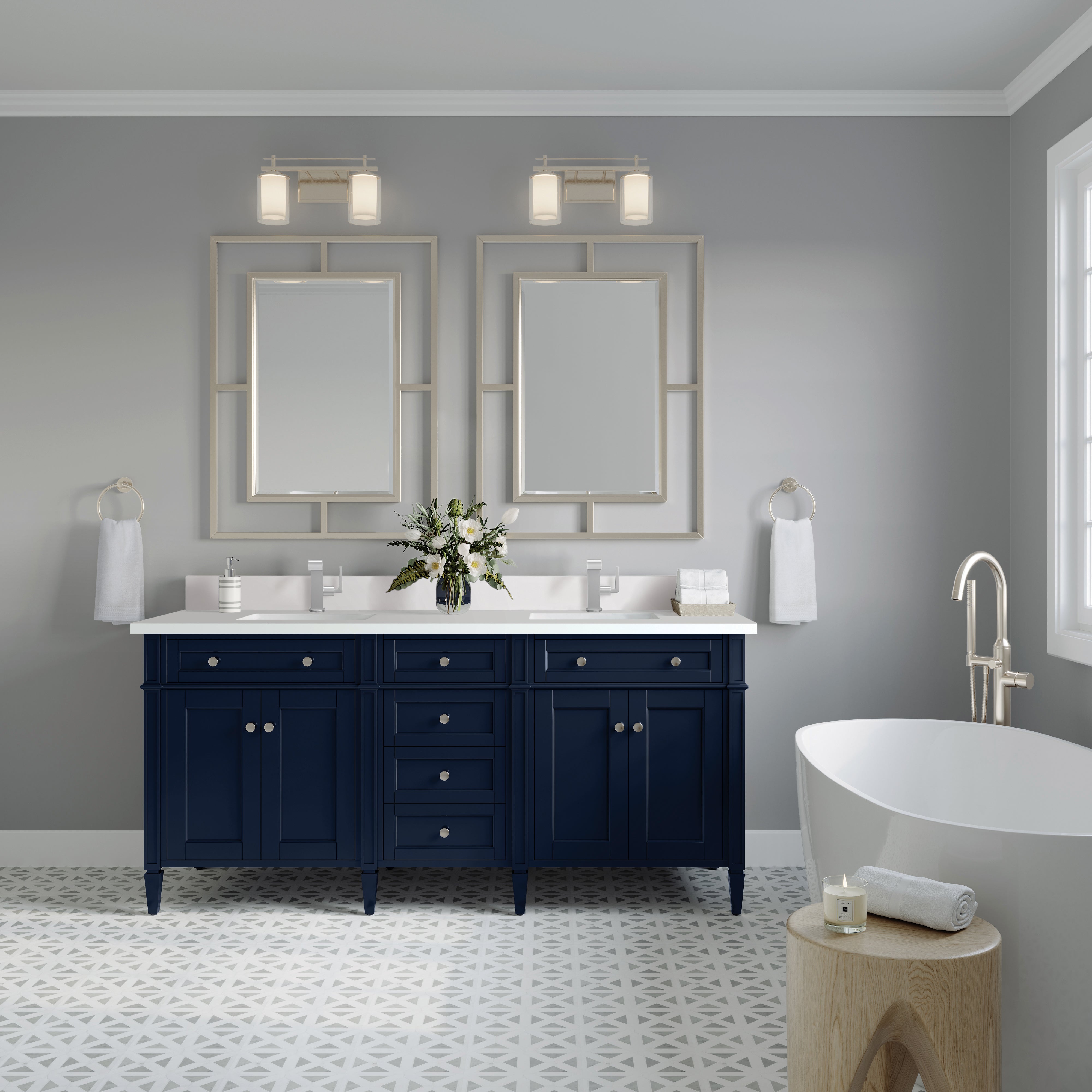 James Martin Brittany 72" Double Vanity in Victory Bleu with 3cm Countertop